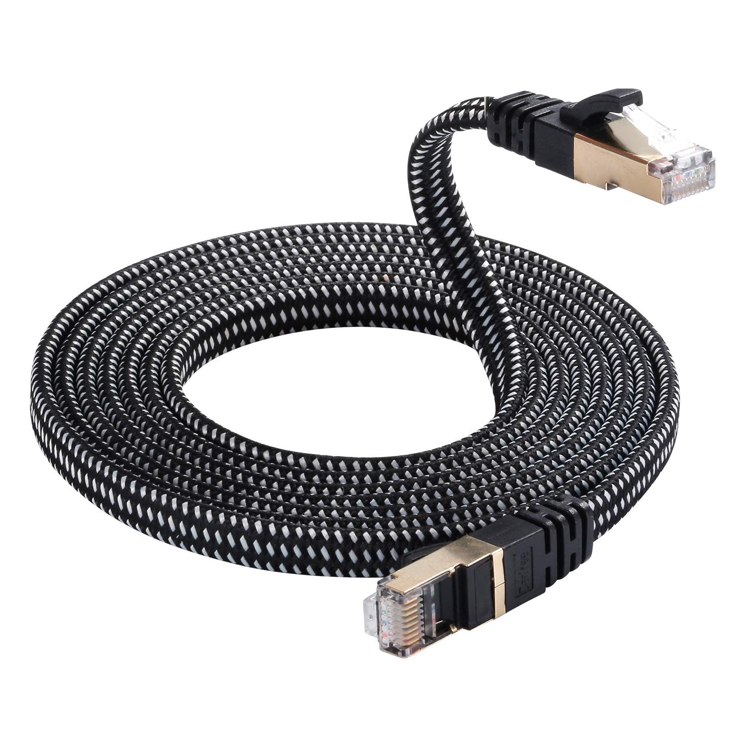 Cat 8 Ethernet Cable, Danyee Nylon Braided 50Ft Cat8 High Speed Professional Gold Plated Plug Stp Wires Cat 8 Rj45 Ethernet Cabl