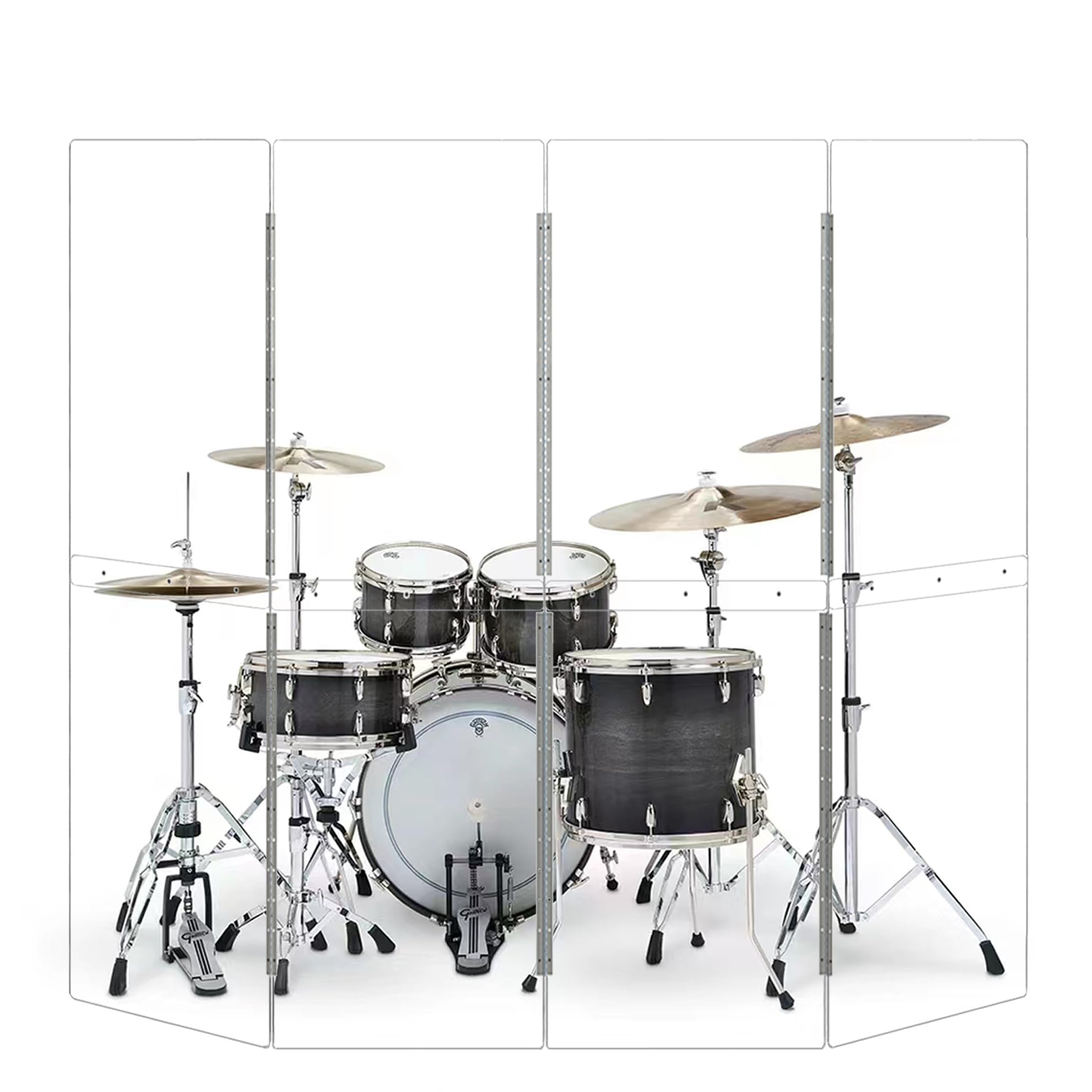 Drum Shield 4 Panels 2ft x 5ft - Acrylic with Stainless Steel Hinges - Perfect for Churches, Home Practice, and Live Performance