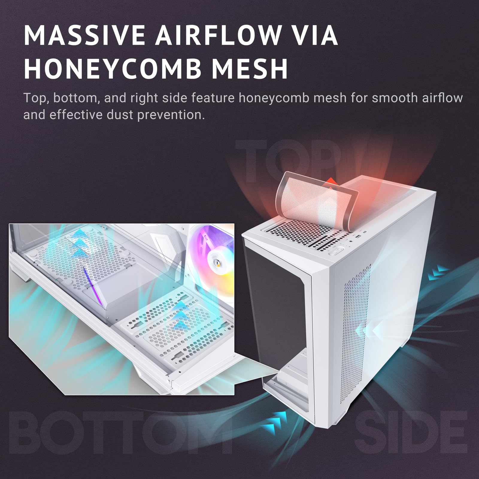 Antec C3 Argb White, 3 X 120Mm & 1 X 120Mm Argb Pwm Fans Included, Up To 8 Fans Simultaneously, Type C,Seamless Tempered Glass F