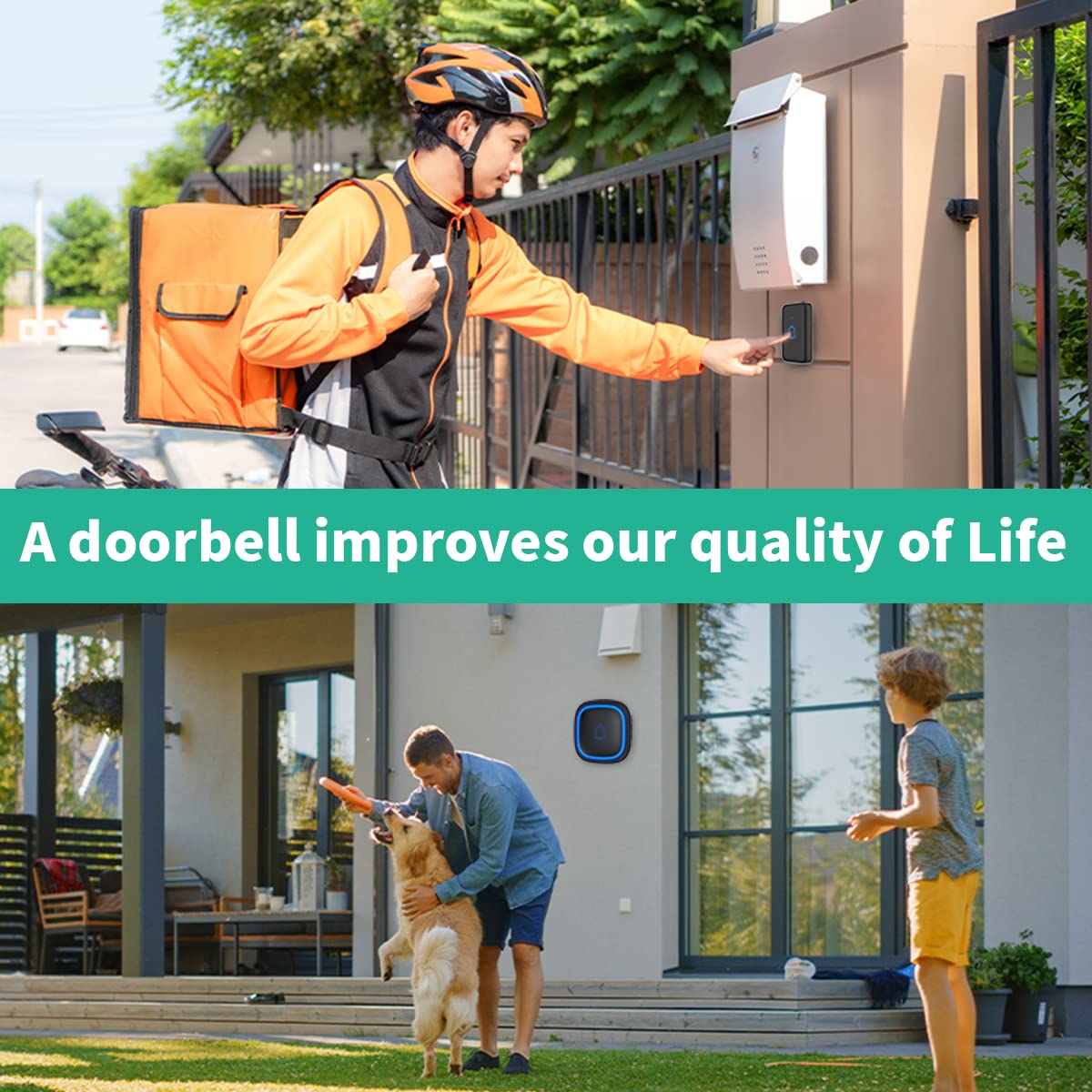 Doorbell Wireless Doorbell Classroom Doorbell Ip66 Waterproof 115Db With 56 Chimes Door Bell Ringer Wireless 1000Ft Range Batter