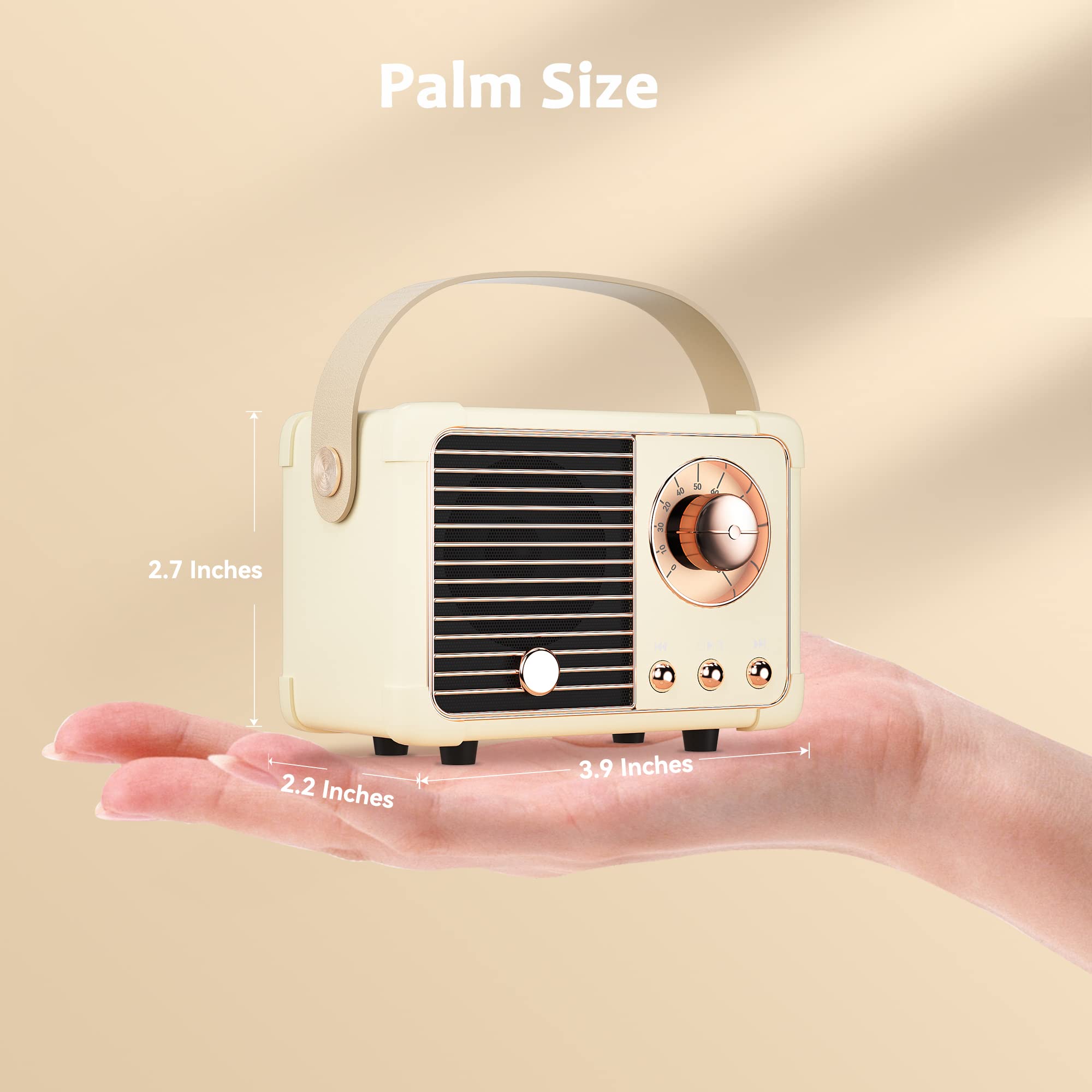 Springflora Retro Bluetooth Speaker,Wireless Vintage Small Speaker With Stereo Sound,Hands Free Call,400Ma Battery,Tf Card, Aux