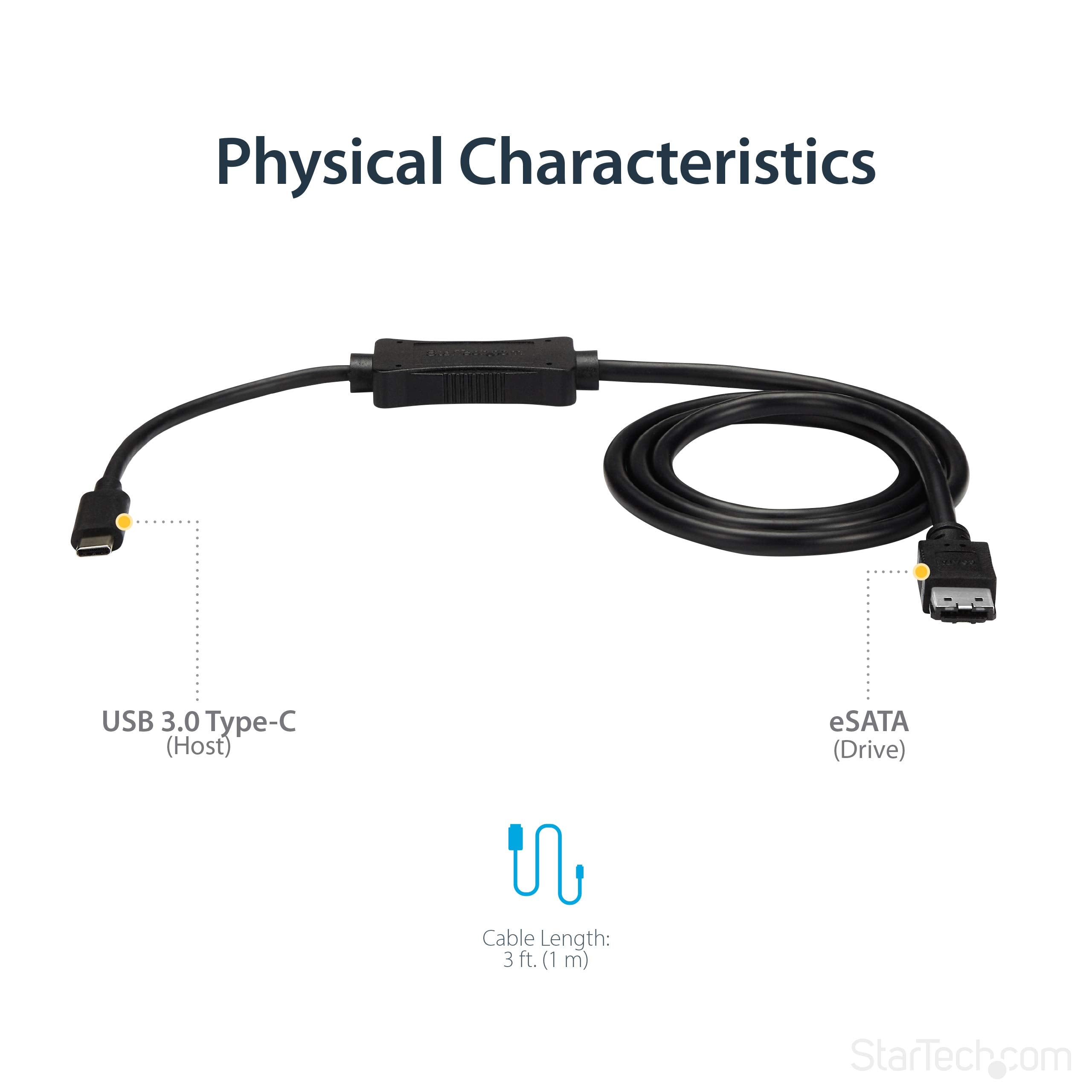 Startech.Com Usb C To Esata Cable   3 Ft / 1M   5Gbp   For Hdd/Ssd/Odd   External Hard Drive Adapter   Usb 3.0 To Esata Converte