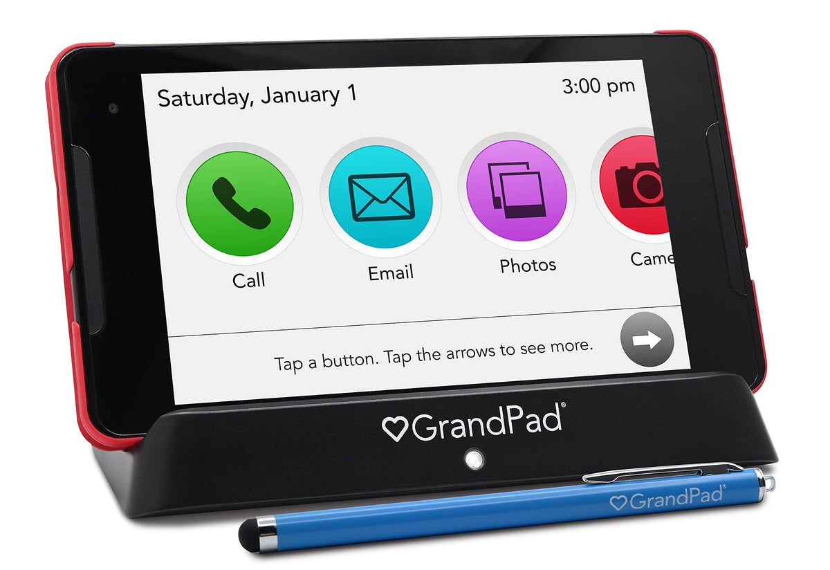 Grandpad Senior Tablet With Phone Capabilities, 4G Lte, Wireless Charger, Stylus,   1 Month Premium Service Plan Included, Purch