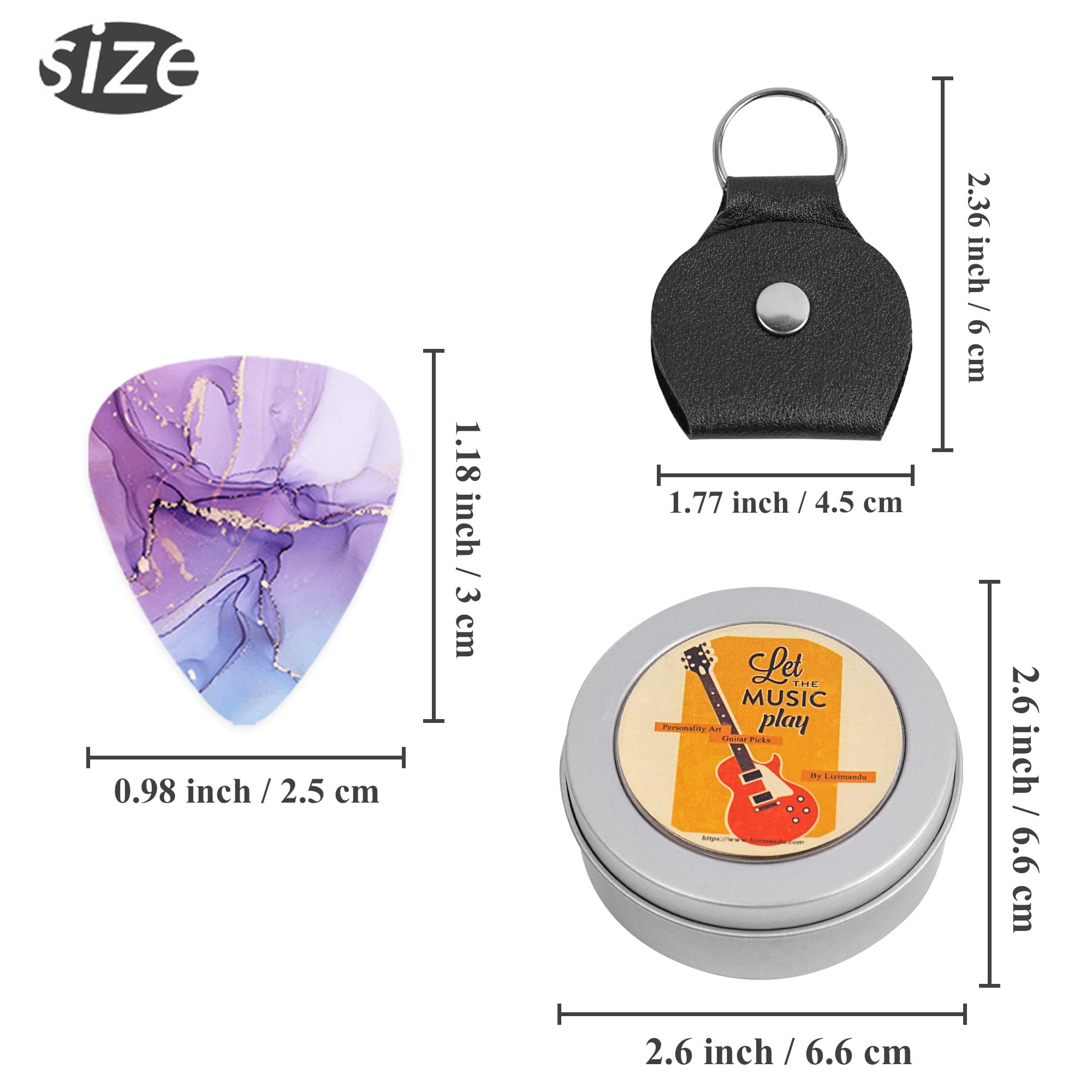 Cheliz 12 Pack 0.71Mm Stylish Colorful Celluloid Guitar Picks Plectrums For Guitar Bass(14 Ink Splashing), Medium