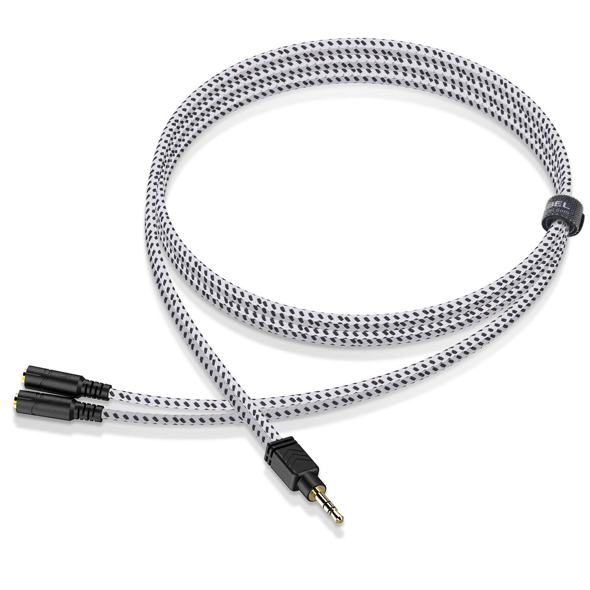 DUKABEL 2-Way Splitter, 3.5mm Auxiliary Audio Adapter, Compatible with Headphones, Tablets, MP3 Players, Speakers, Slim Design, Oxygen-Free Copper Conductor, 24K Gold-Plated Jack
