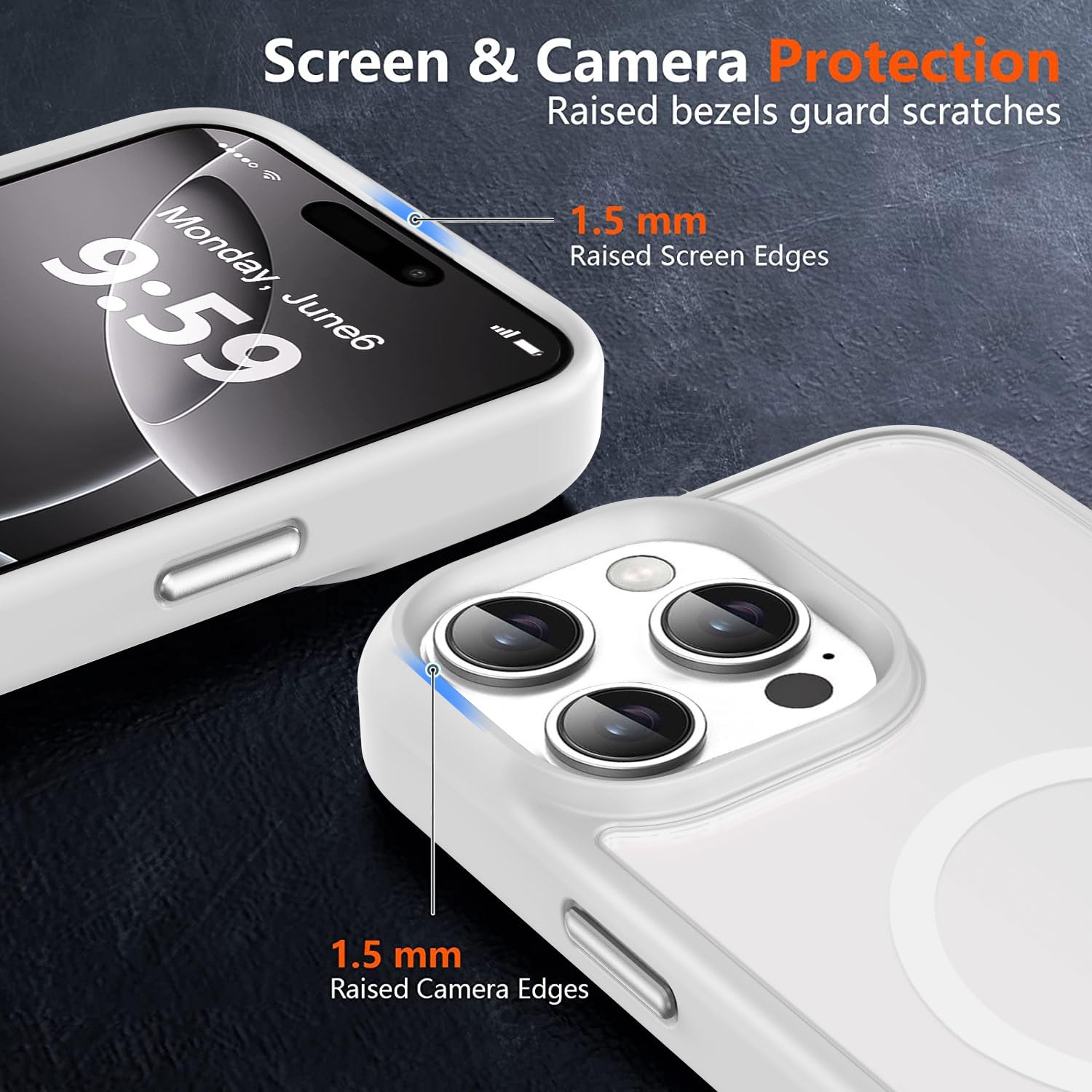 Mocca Strong Magnetic For Iphone 16 Pro Phone Case, [Compatible With Magsafe][16Ft Mil Grade Drop Protection] Slim Thin Transluc