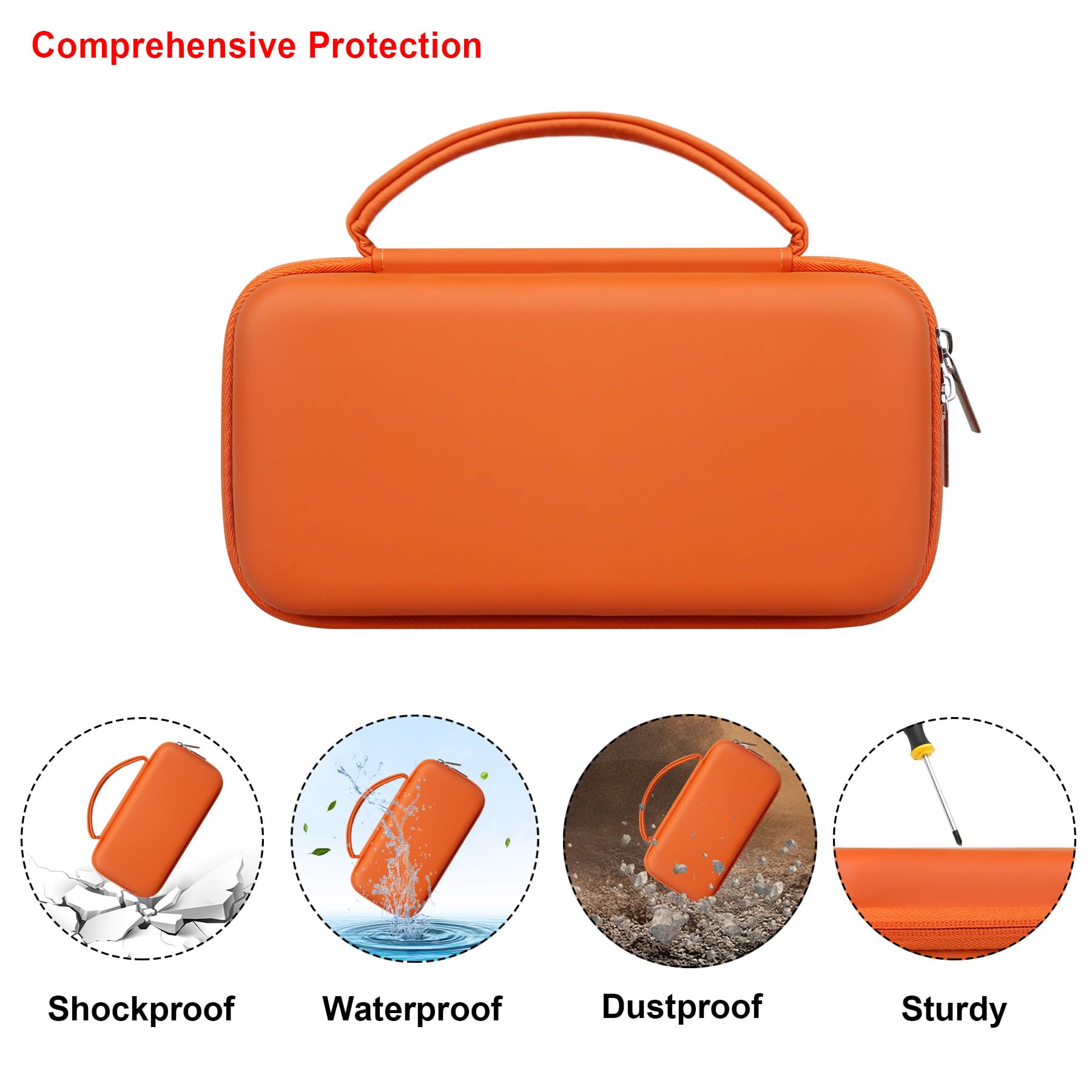 Elonbo Carrying Case For Texas Instruments Ti 84 Plus Ce/Ti 84 Plus/Ti 83 Plus/Ti 83 Plus Ce Color Graphing Calculator, Extra Mesh Pocket Fits Charging Cable Charger Manual, Orange