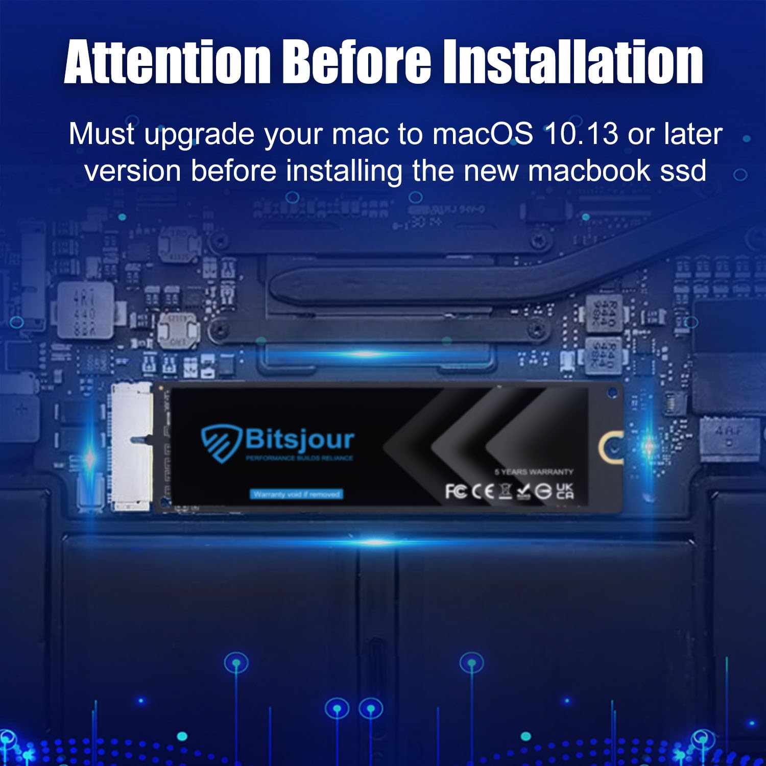 Bitsjour 256Gb Nvme Ssd Replacement For Macbook Air A1466 A1465 2013 2017, Apple Macbook Pro A1398 A1502 Retina 2013 2015, Mac P