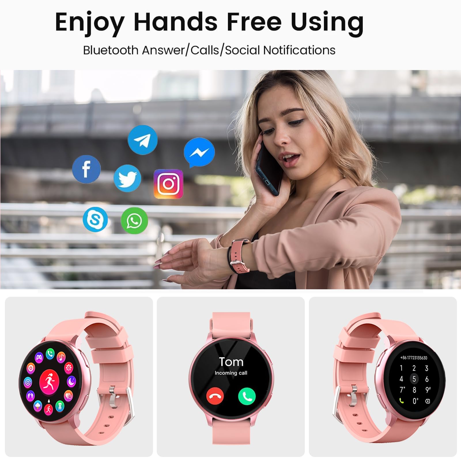 Blintok Smart Watch For Men Women Fitness Tracker With 100+ Sport Modes,Activity Trackers For Ios/Android Waterproof/Heart Rate/