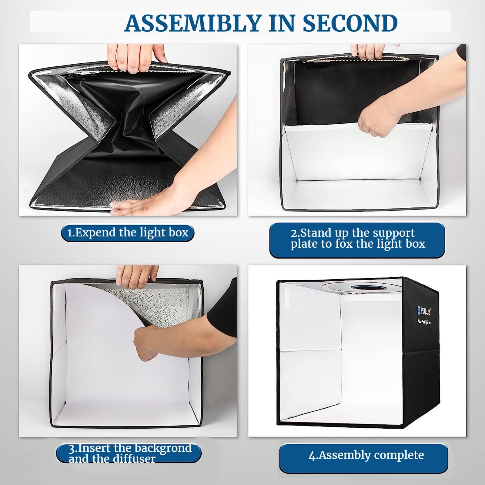 Portable Photo Studio Light Box, Puluz 16''X16'' Professional Dimmable Shooting Tent Kit With 160 Leds Lights & 6 Kinds Double S