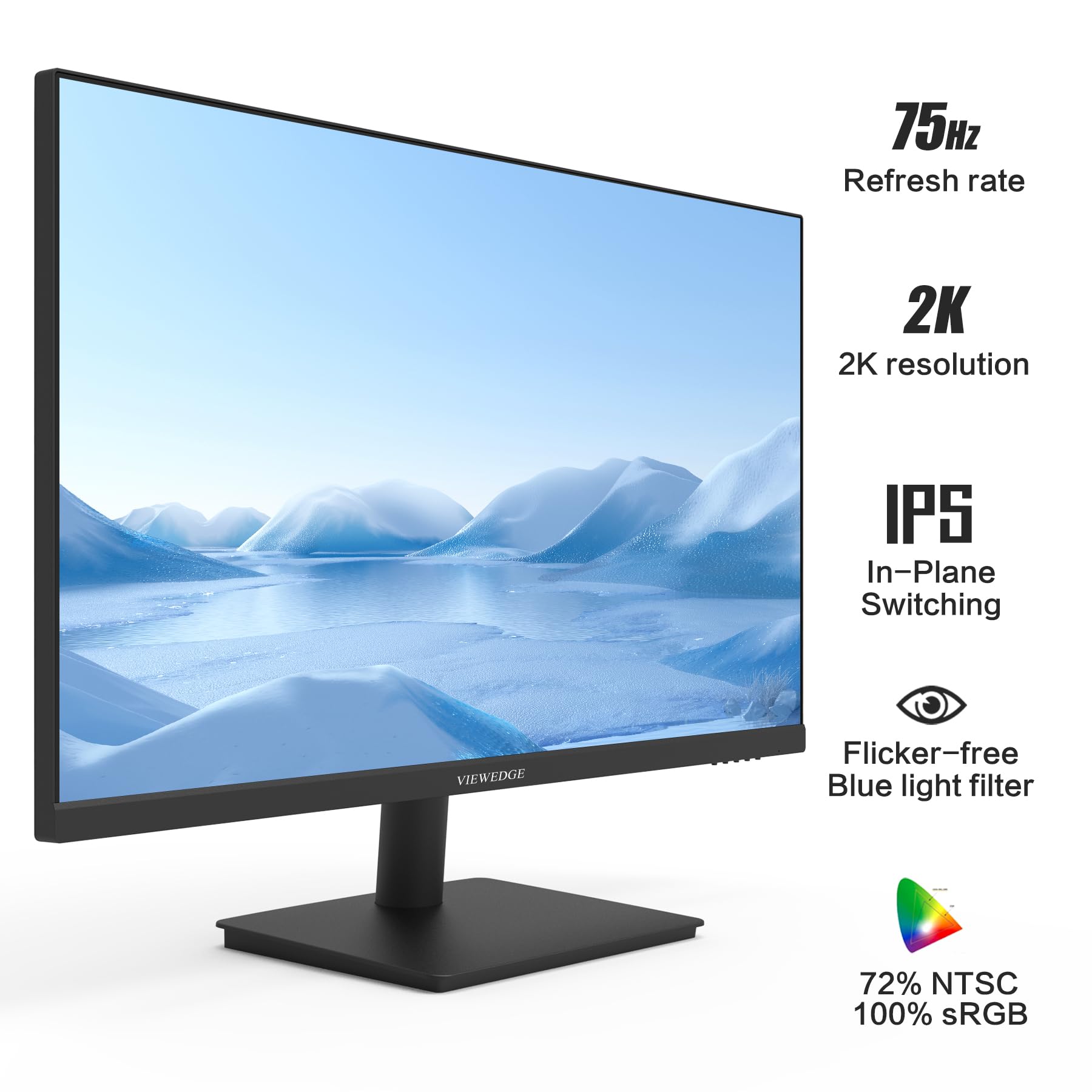 Viewedge 27 Inch Monitor With 2K 2560 X 1440 Ips Panel 75Hz | Computer Monitor 27 Inch Qhd With Hdmi, Dp And Vesa Wall Mountable