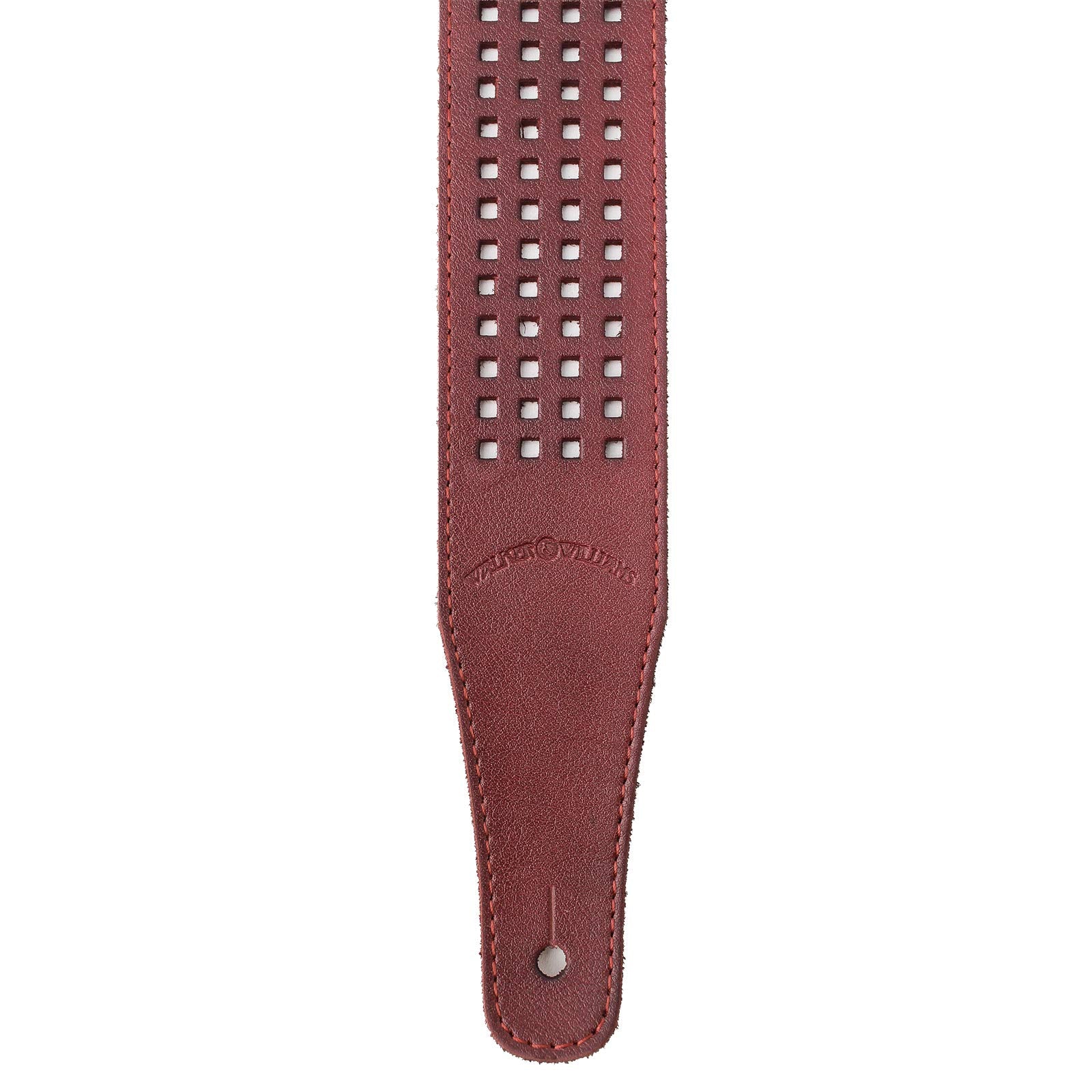 Walker & Williams St 07 Burgundy Brown Waffle Cut 100% Leather Guitar Strap