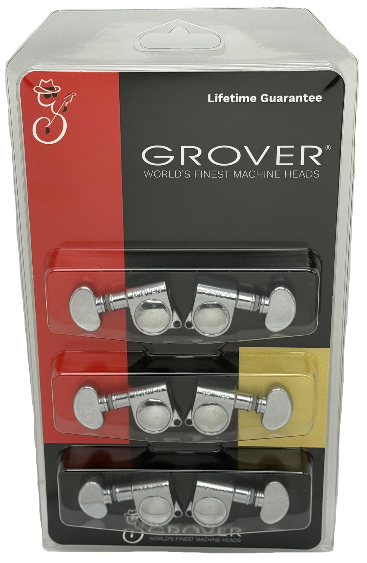 Grover 406C Locking Rotomatics Guitar Tuners, Tuning Machines Set 3+3 18:1 Chrome Mid-Size Mini Tuning Keys With Tonebird Dunlop
