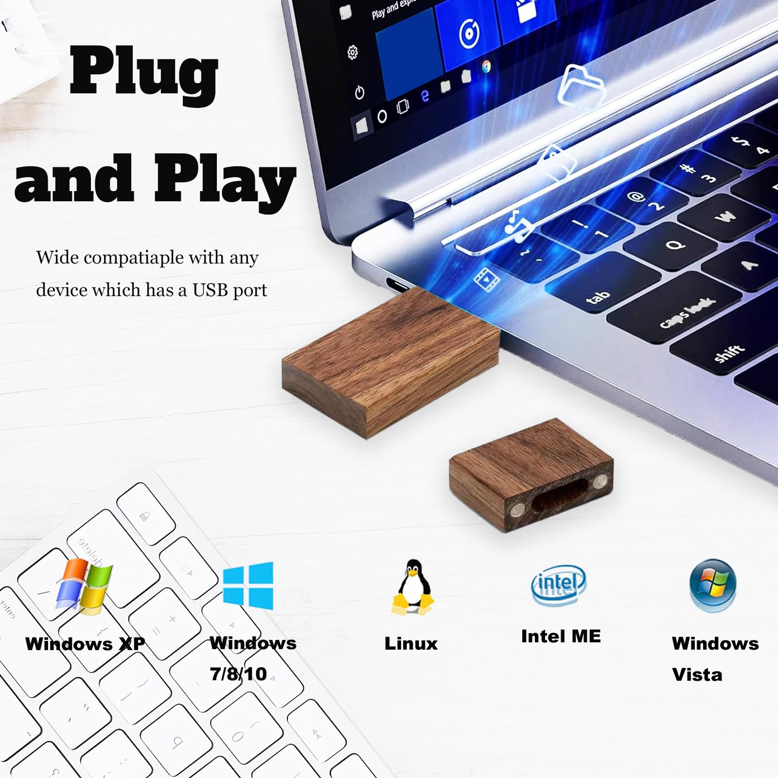 Wood Usb Flash Drive With Wooden Gift Box Tatmohik 128Gb Usb 3.0 Wedding Wood Flash Drive Box Walnut Wooden Thumb Drive For Keep