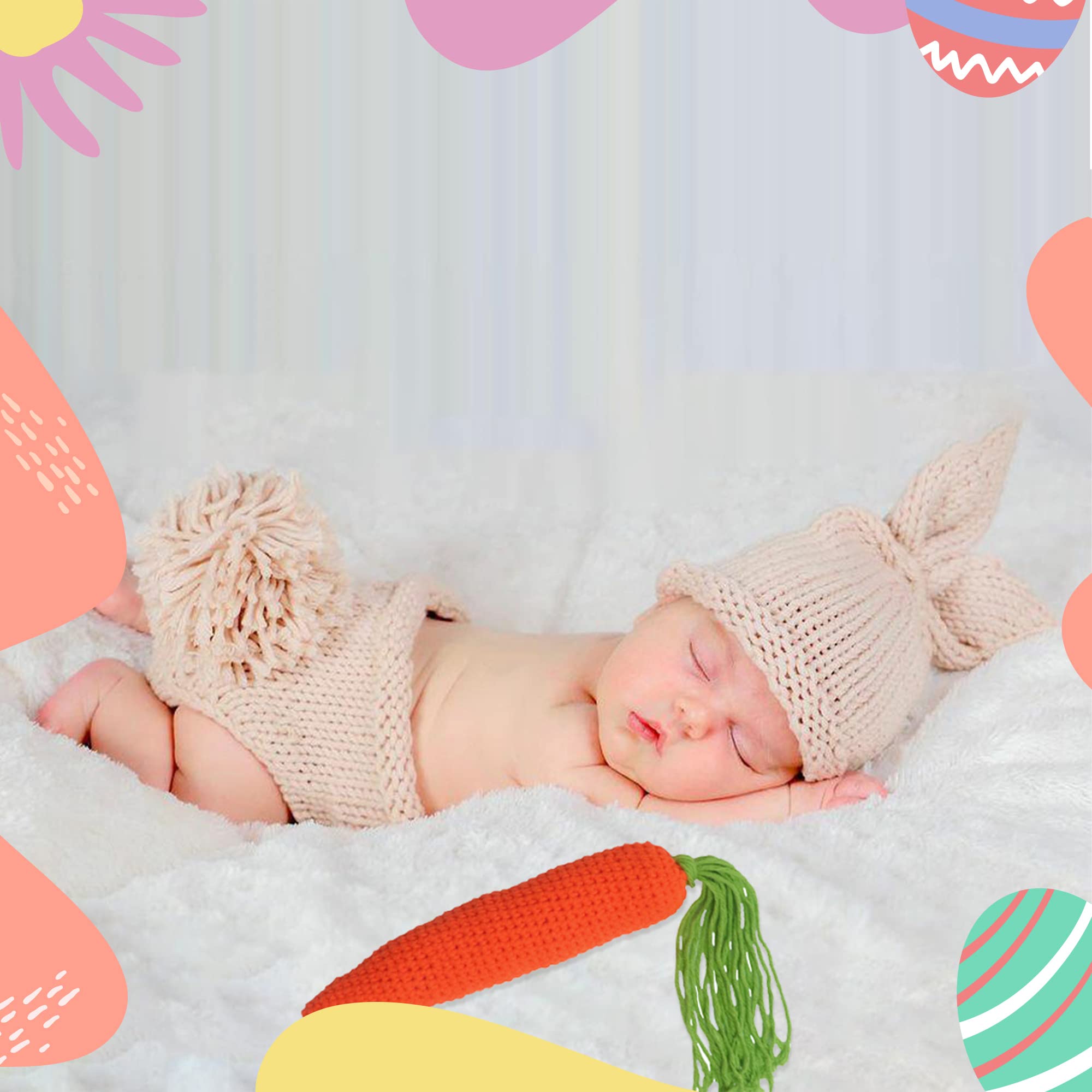 Newborn Photography Props Rabbit Outfit Baby Photoshoot Props Outfits Bunny Crochet Costume Baby Photo Prop Rabbit Hat Diaper Ca