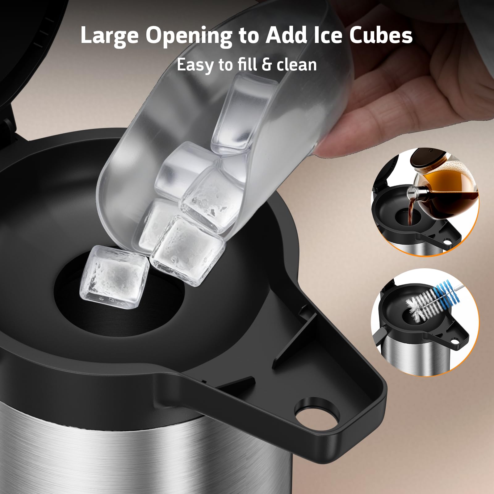 Airpot Coffee Carafe For Keeping Hot   64 Oz / 1.9L Large Coffee Dispenser With Pump   Insulated Stainless Steel Thermos Urn For