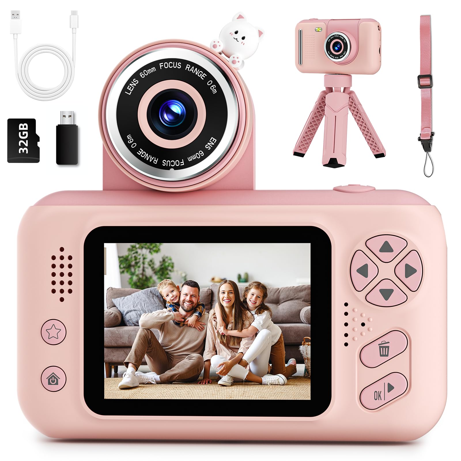 Makolle Kids Camera Girls Toys Age 3 8 Children Digital Video Camcorder Camera With 32Gb Sd Card Chritmas Birthday Festival Gift