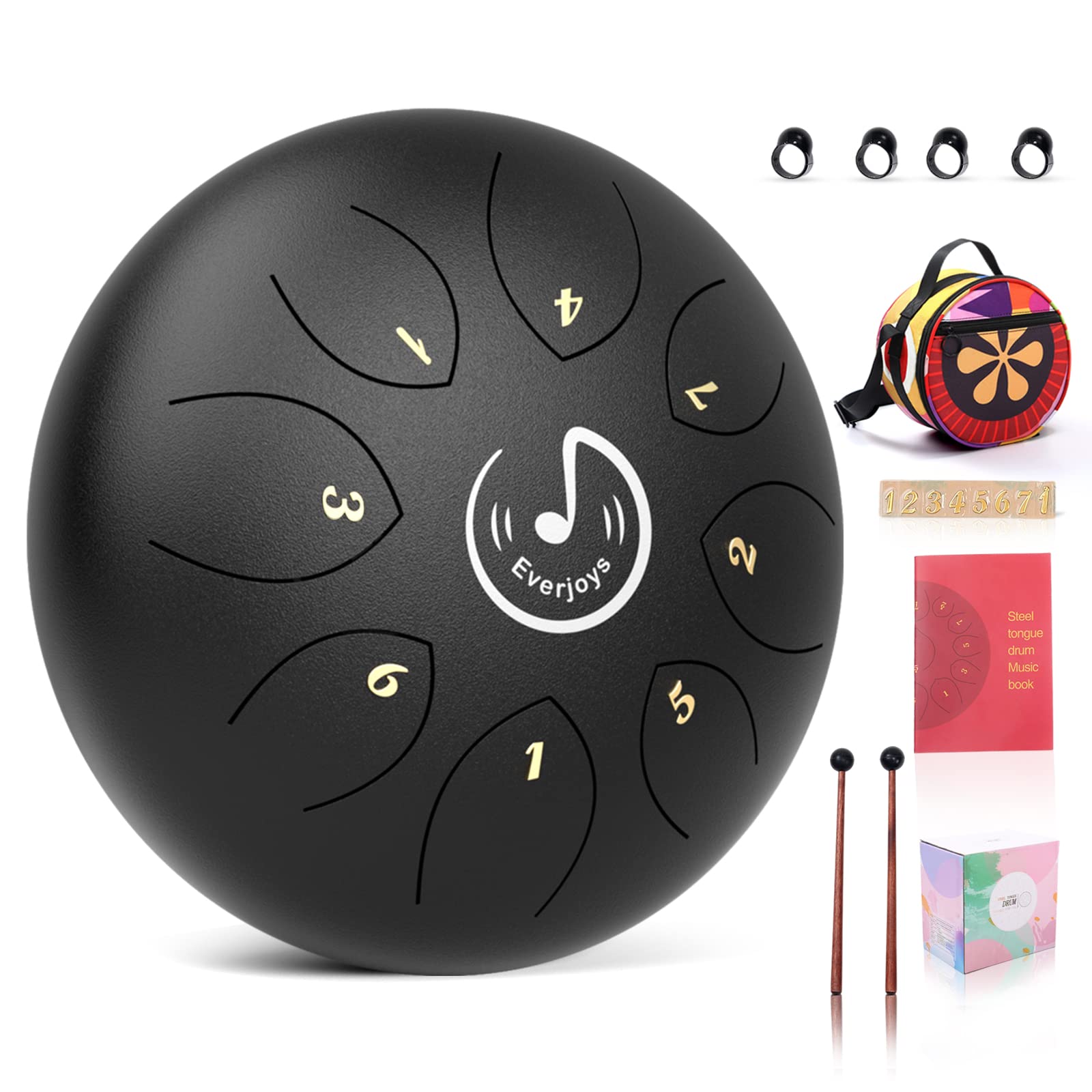 Steel Tongue Drum, 8 Notes 6 Inches C Key Handpan Drum Percussion Instrument W/Gig Bag, Music Book And Mallets For Beginner Medi
