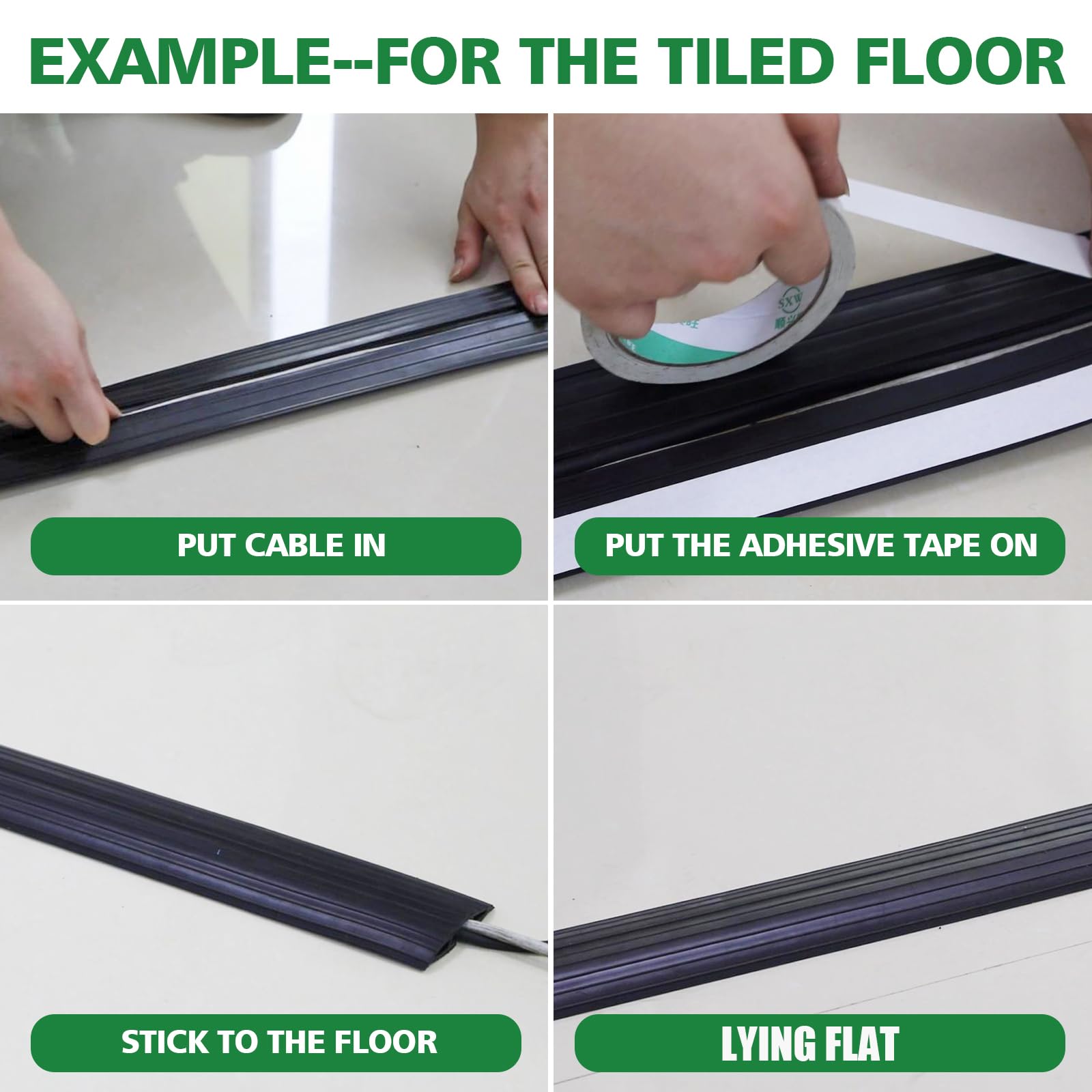 Vilmon Heavy Duty Floor Cable Cover PVC Wire Management Black 4ft