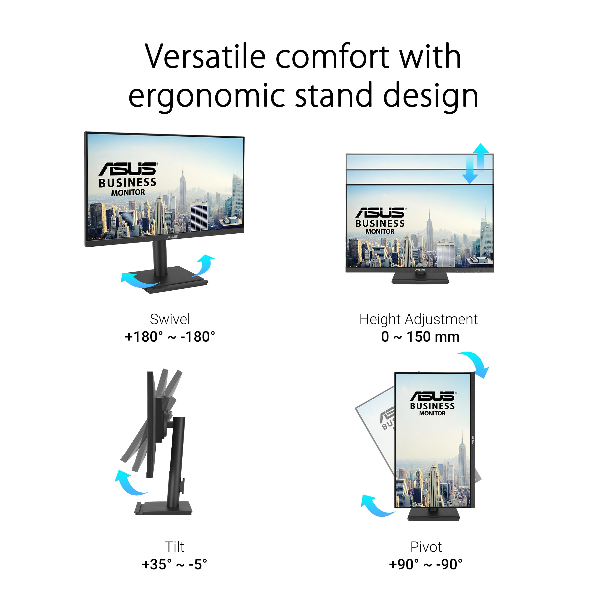 Asus 27    1080P Business Monitor (Va27Dqfs)   Ips, Frameless, 100Hz, 1Ms, Adaptive Sync, Hdmi, Displayport, Vga, For Working An