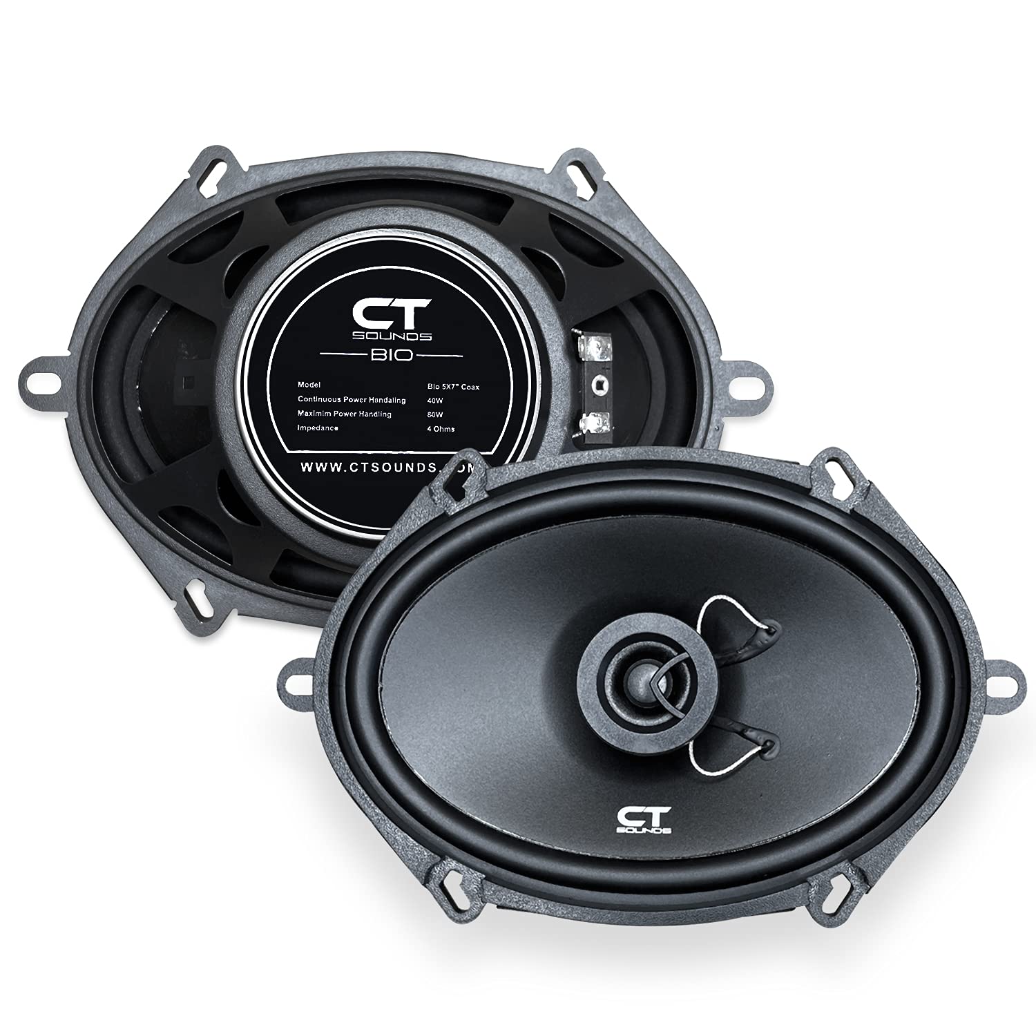 Ct Sounds Bio 5X7 Cox 5X7 Inch Coaxial Car Speakers, 160 Watts Max, Pair