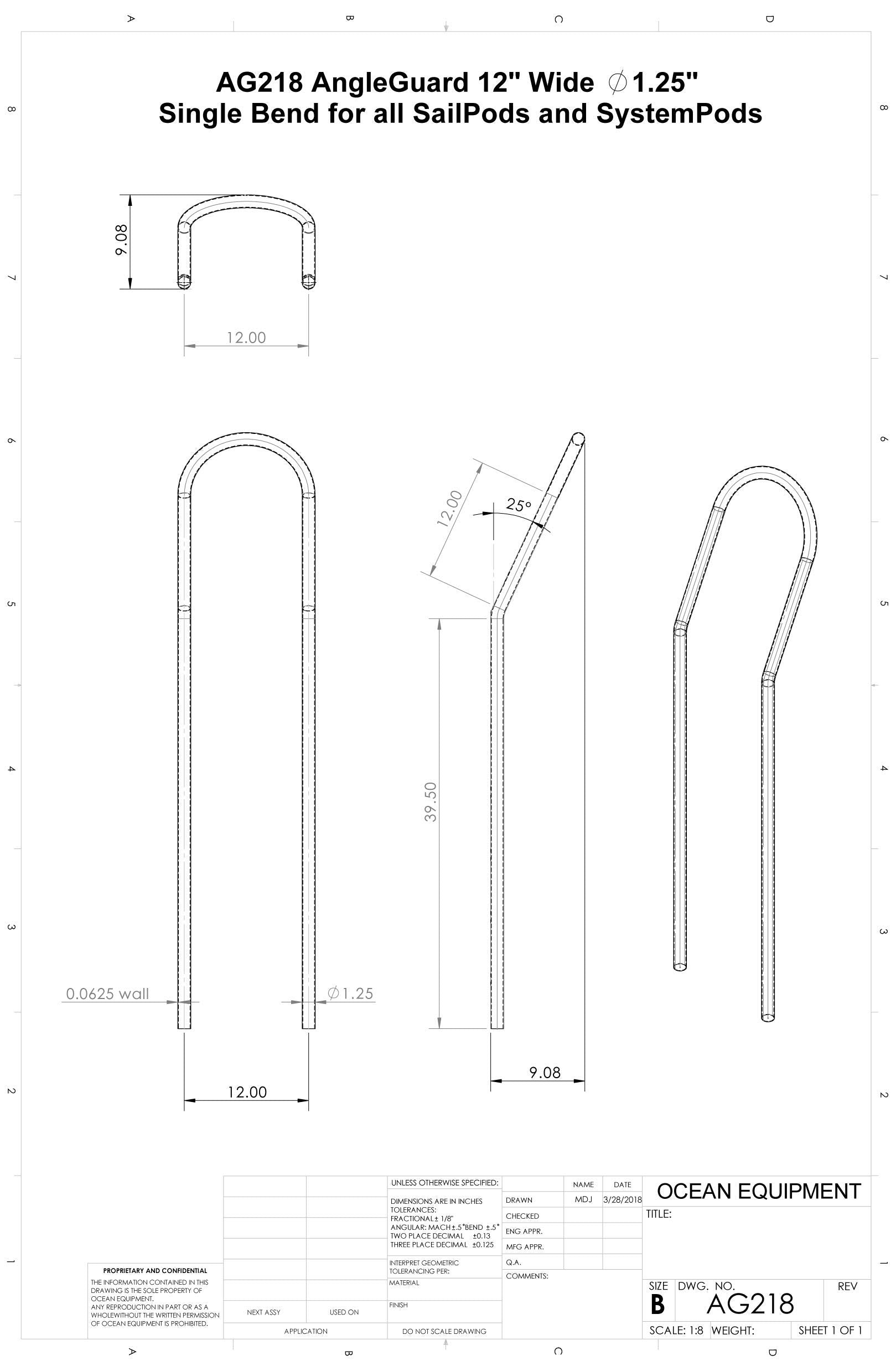 Navpod Ag218 Angleguard - Single Bend - 12'' Wide - 1.25'' Diameter,WBEEAB0075CTUAC