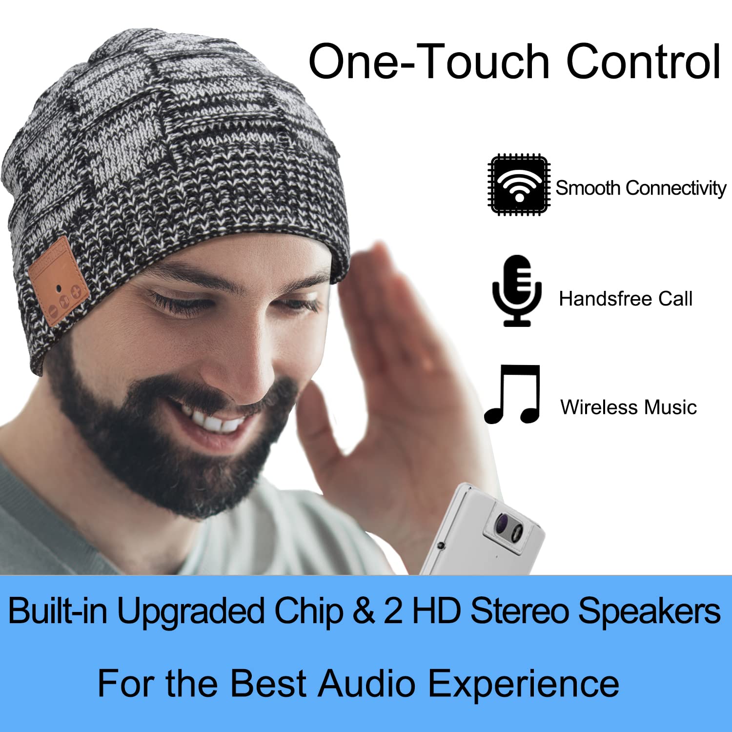 Bluetooth Beanie Headphones Hat Unique Tech Gifts Stocking Stuffer