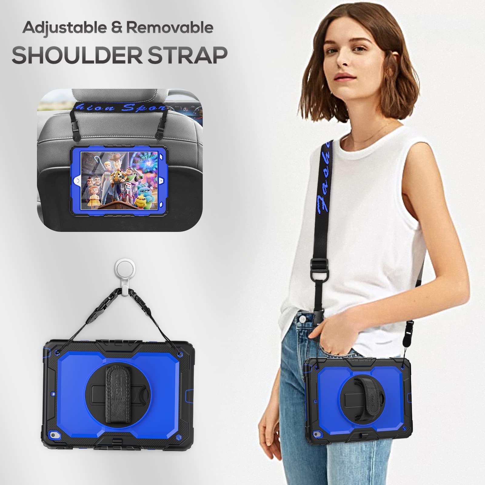 Seymac Ipad 9Th/ 8Th/ 7Th Generation Case 10.2'' 2021/2020/2019, Full Body Shockproof Heavy Duty Protective Case With Screen Pro