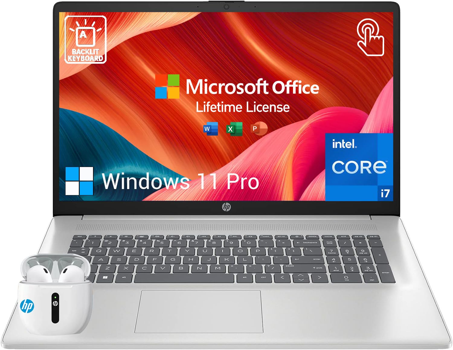 Hp Newest 17 Touchscreen Laptop Computer, 17.3 Inch Hd+ Touch Screen Business Pc, Core I7, 64Gb Ram, 1Tb Ssd, Windows 11 Pro, Li