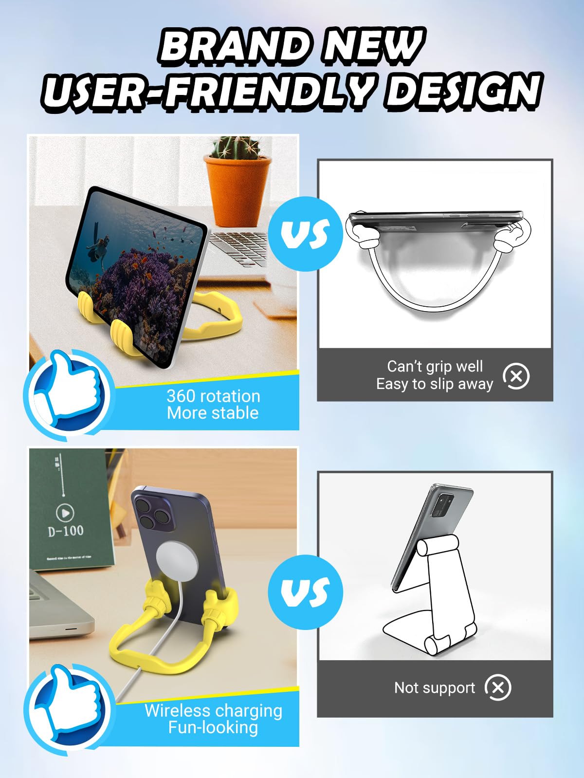 Caldever Cell Phone Holder Thumbs Up Lazy Phone Stand Stocking Stuffers For Adults Teens Boys Girls Kids Women Phone Stand For D