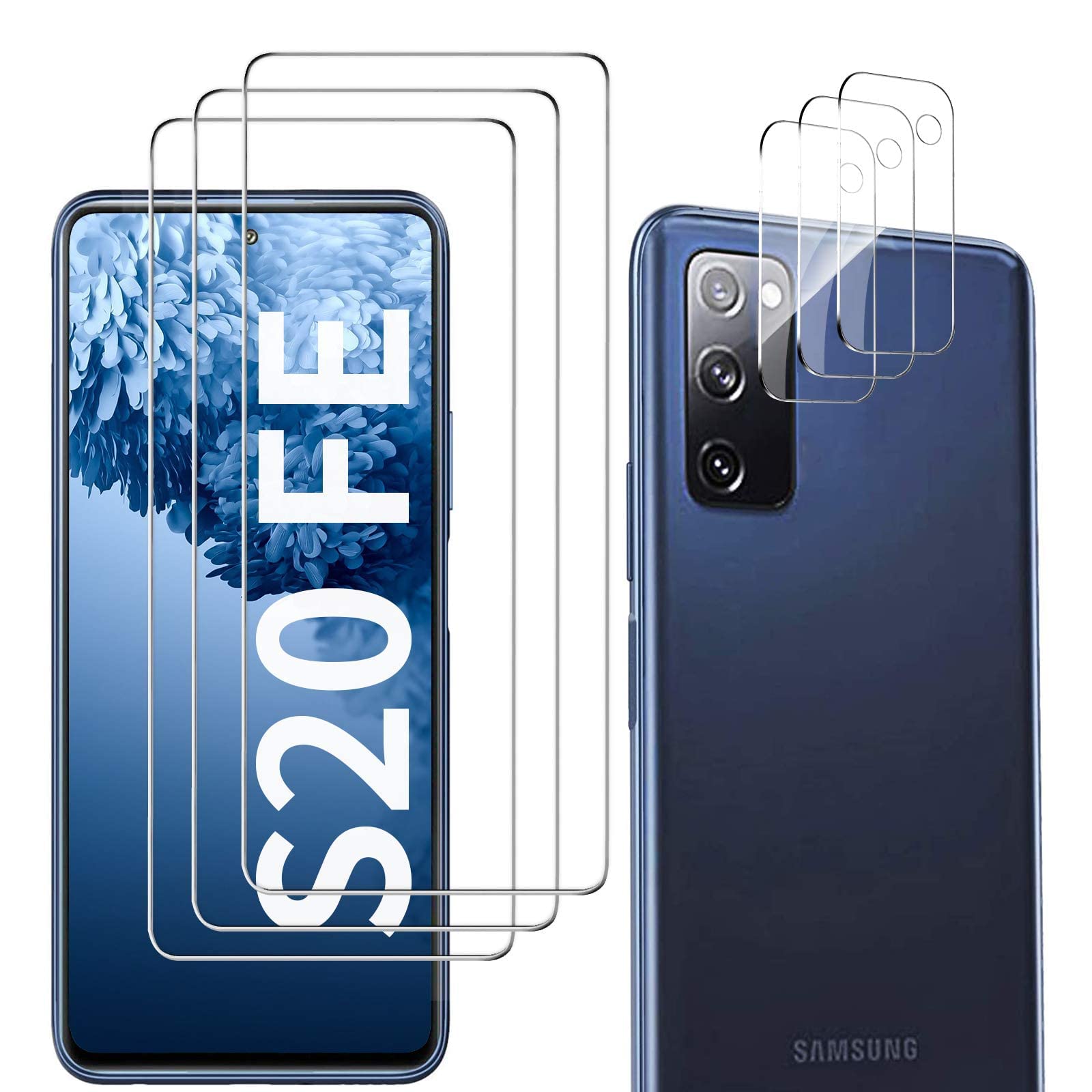 Galaxy S20 Fe Screen Protector And Camera Protector, [3 Screen Protectors+3 Camera Protectors][Support Fingerprint] Tempered Gla