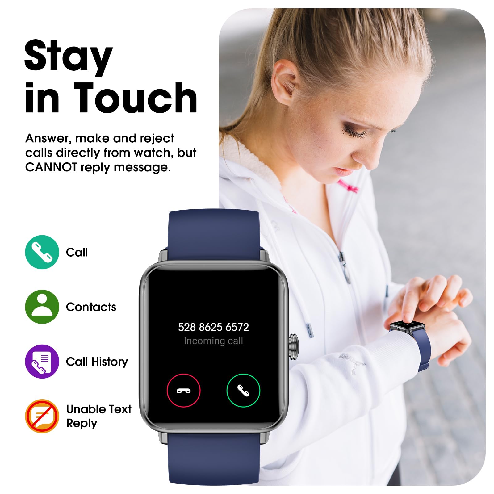 Smart Watch (Answer/Make Call) For Women Men, Fitness Tracker With Heart Rate, Blood Oxygen, Sleep Tracker, Ip68 Waterproof Fitn