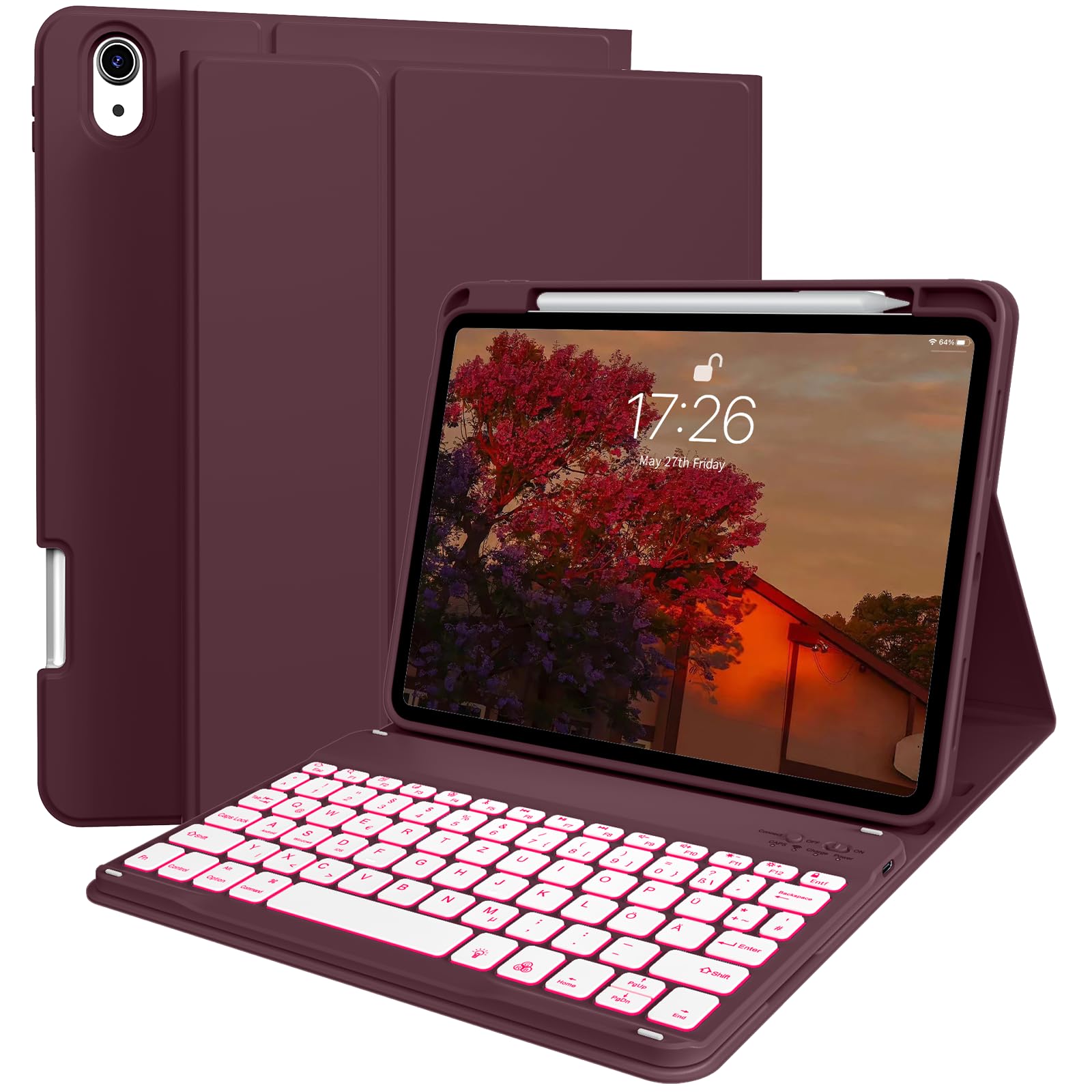 kenke for iPad 11/10th Gen Case with Keyboard 11/10.9 inch 2025 A16/2022, Detachable Wireless Bluetooth Keyboard Case with Right
