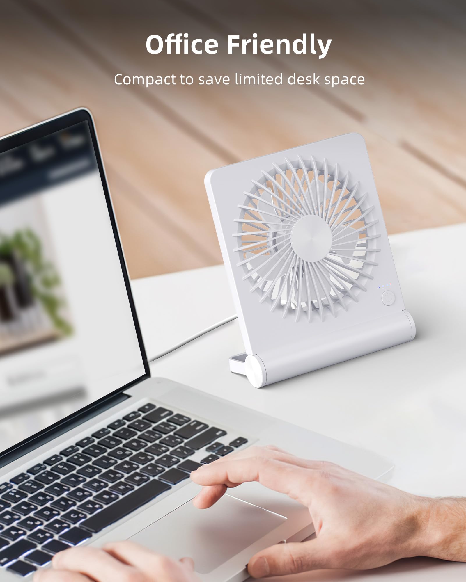 Koonie Usb Fan, Strong Wind Ultra Quiet Small Desk Fan 220 Tilt Folding 3 Speeds Adjustable Usb C Powered Personal Fan For Home