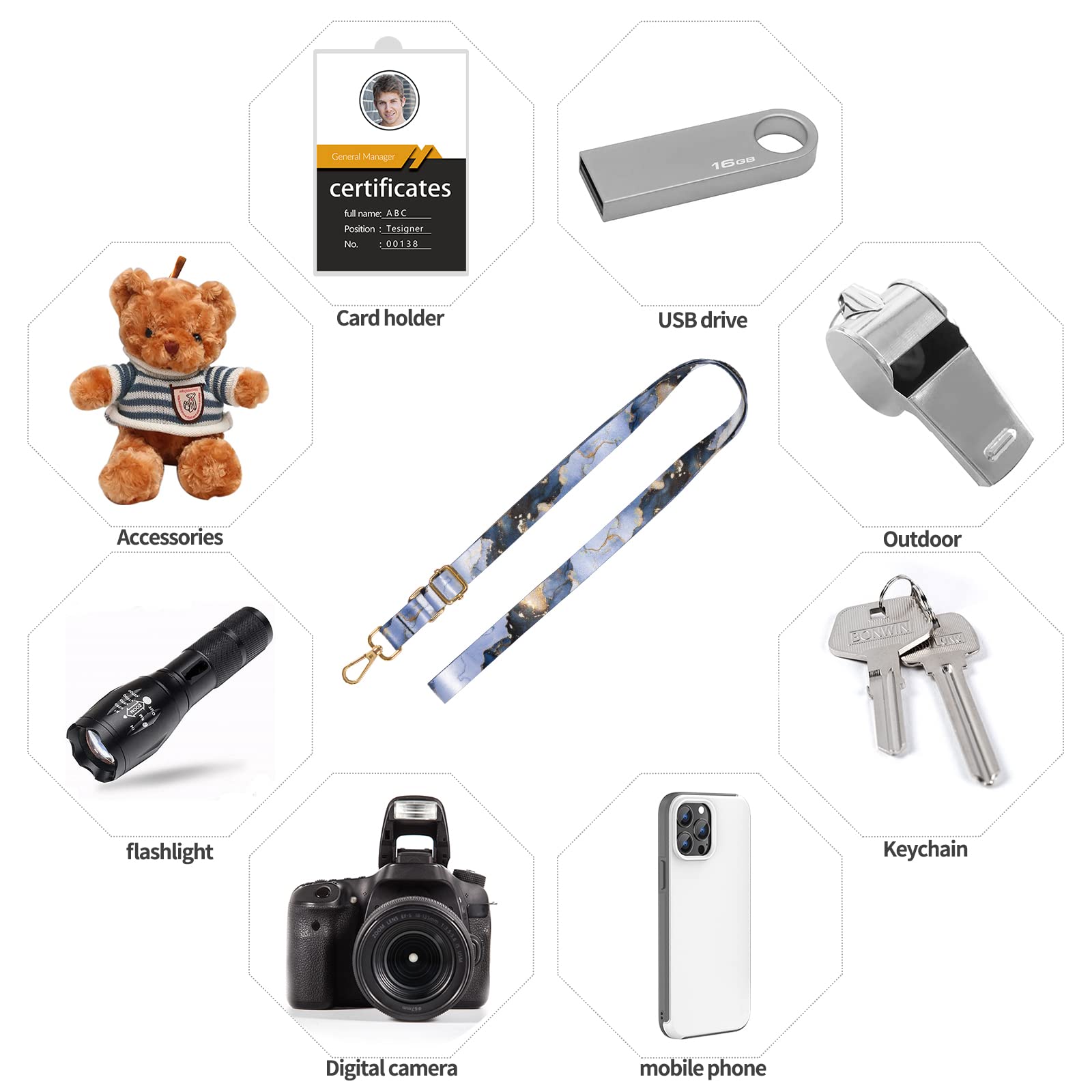 Dutyway Cell Phone Lanyard, 1X Wrist Lanyards, 1X Adjustable Crossbody Shoulder Neck Strap With 2X Phone Tether Tabs Universal L