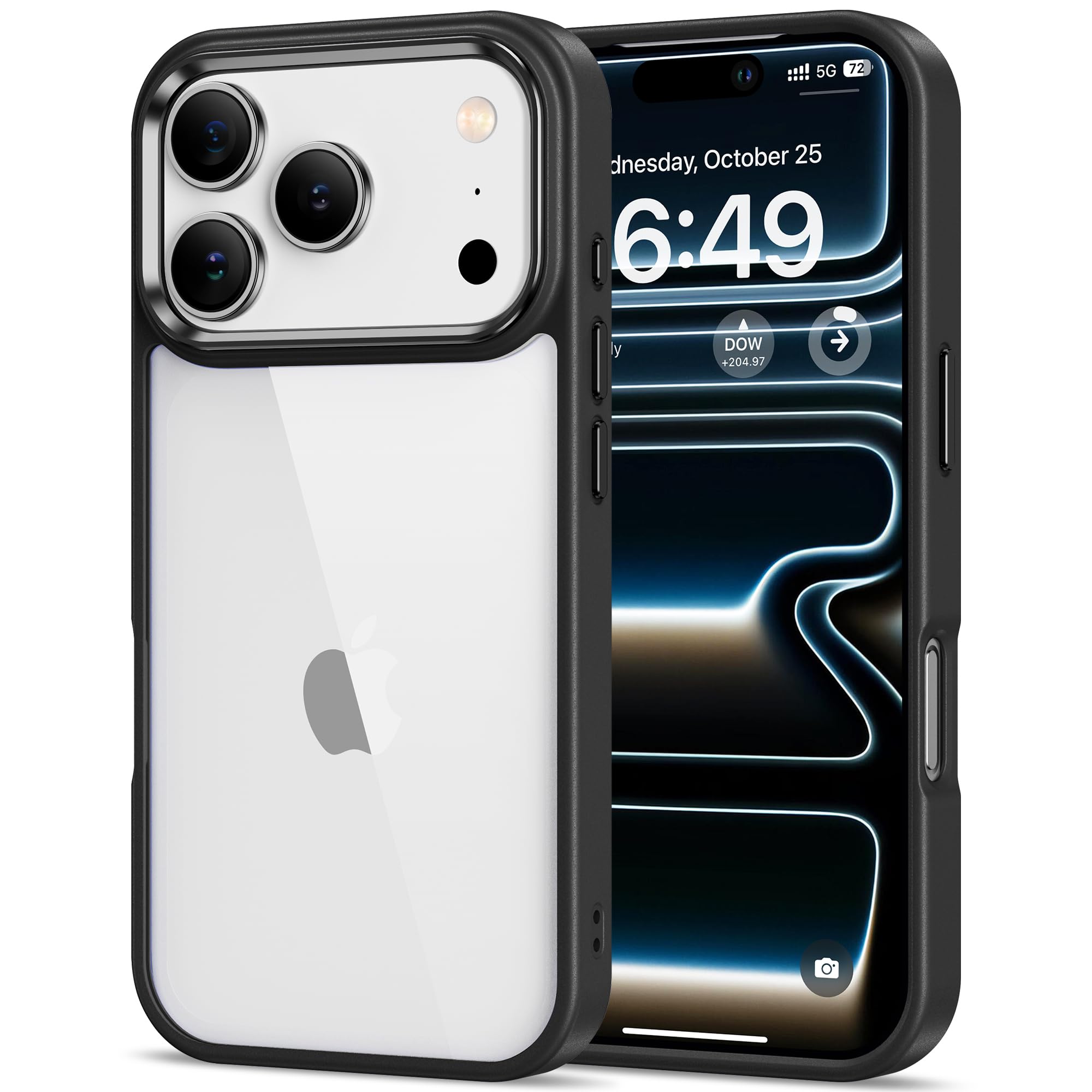 HOOMIL Case for iPhone 17 Pro Max 6.9-Inch, Non-Yellowing, Drop Protection, Anti-Scratch Transparent Hard Back Phone Cover - Bla
