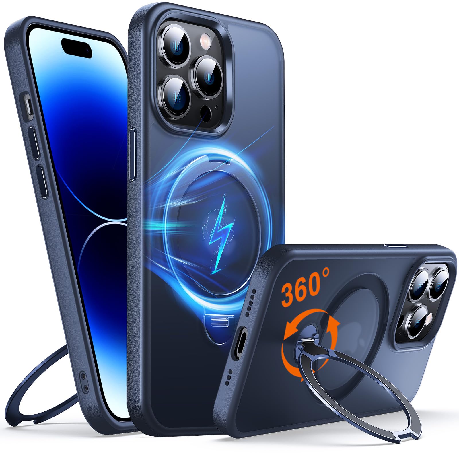 Chicfun 360 O-Ring MagStander for iPhone 14 Pro Case with Magnetic Kickstand Ring Holder [Compatible with MagSafe][360Rotate Sta