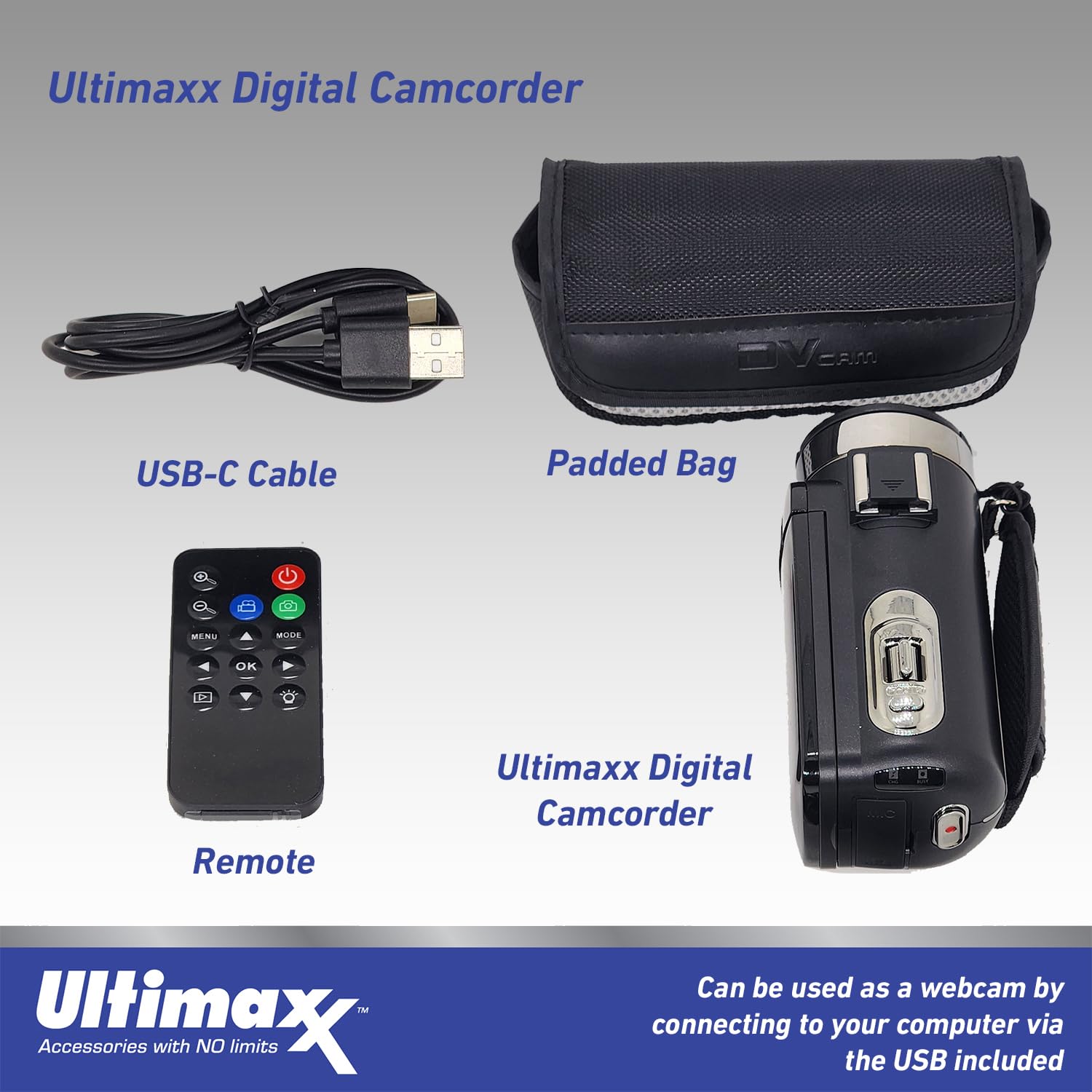 Ultimaxx 4K Camcorder 42MP Video Recorder with 18X Zoom, 3" LCD Screen - Black, Model: Ultimaxx0715834464323