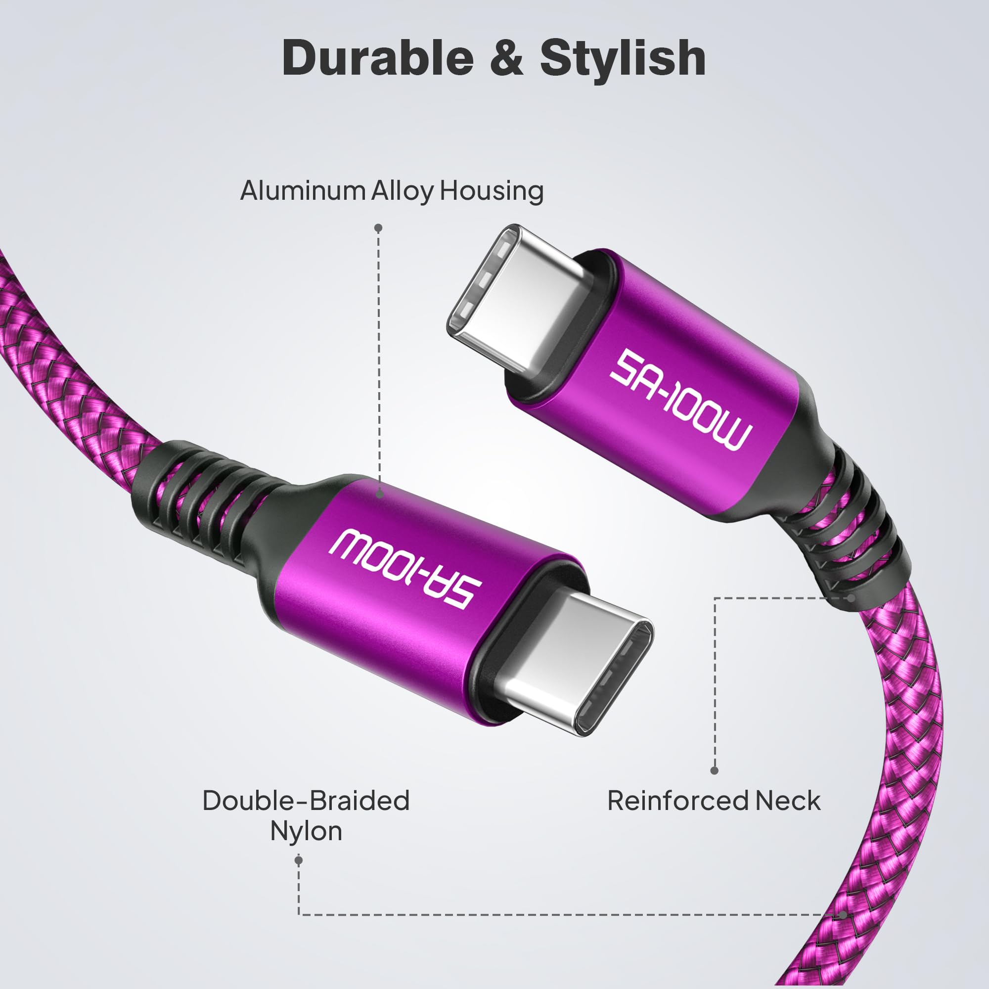 Elebase For Iphone 16 Pro Max Charging Cable 3.3/6.6/10Ft 3Pack,100W Usb C To Usbc Charger Cord For Car Iphone 16 15 Plus,Macboo
