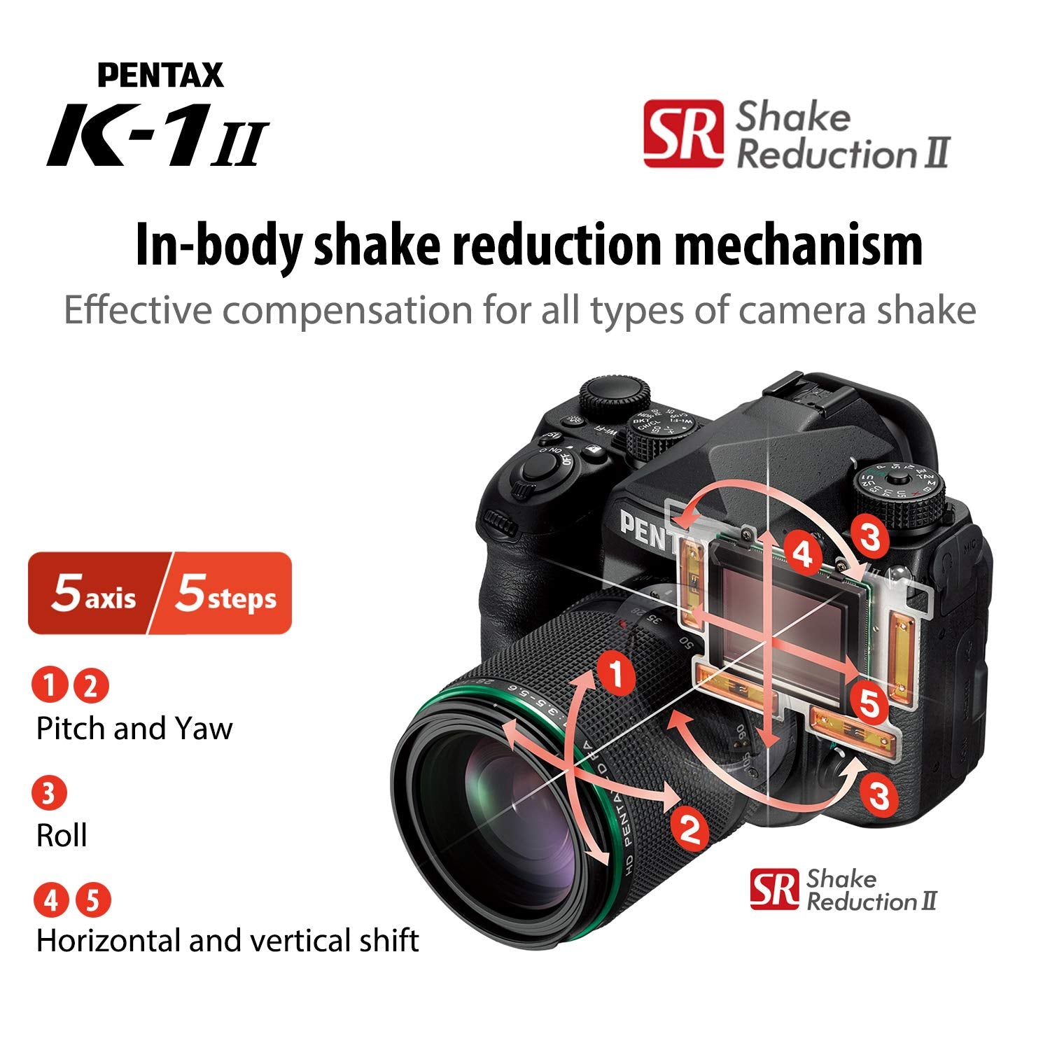 Pentax K-1 Mark Ii Full Frame 36Mp Weather Resistant Dslr With 3.2 Tft Lcd, Black