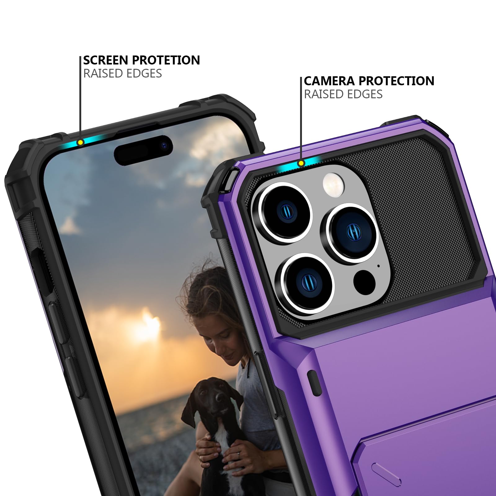 Nvollnoe Compatible With Iphone 15 Pro Case With Card Holder[Store 5 Cards] Dual Layer Heavy Duty Shockproof Wallet Case With Hi