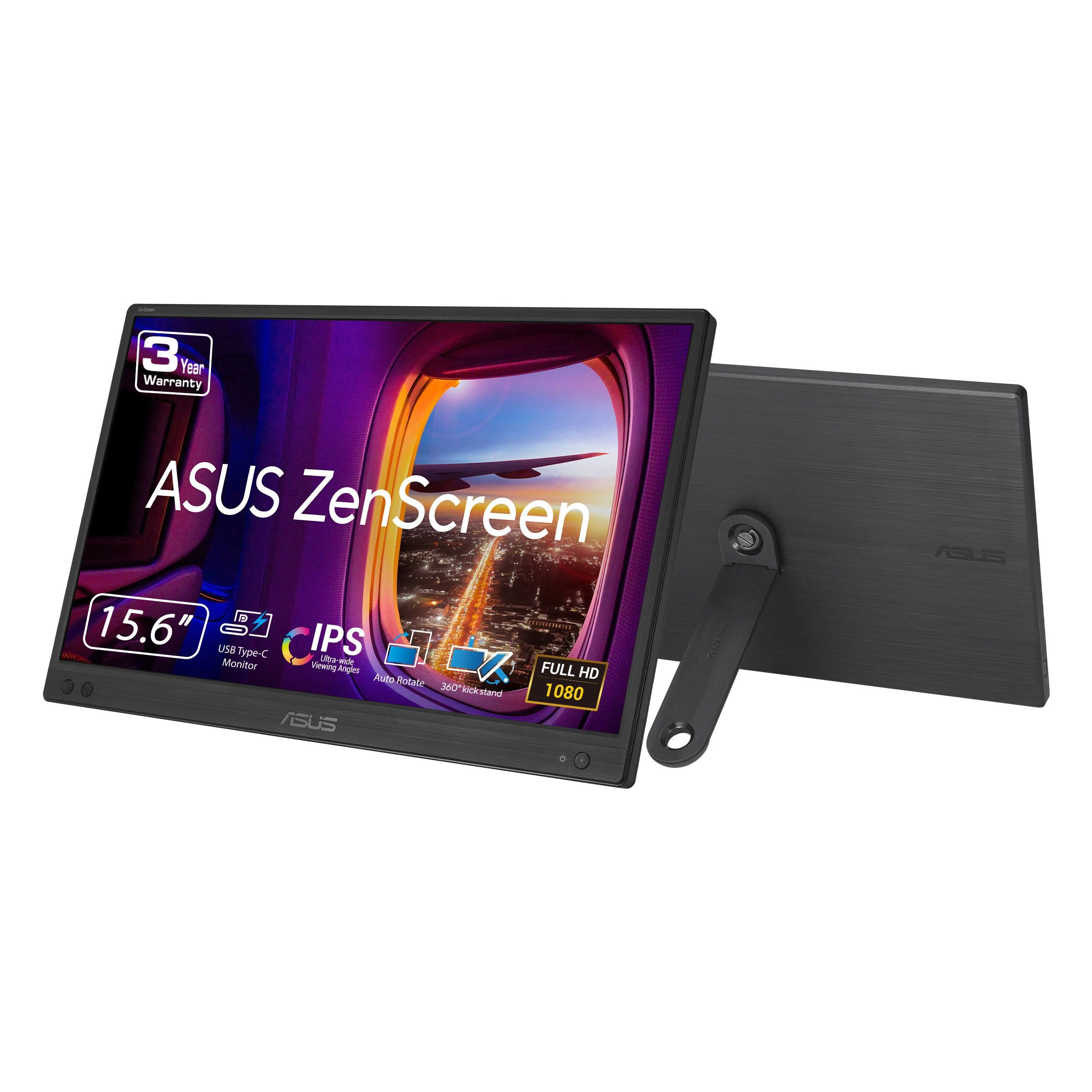ASUS ZenScreen 16 (15.6 inch viewable) Portable USB Monitor (MB166CR)  Full HD, IPS, USB TypeC, Flicker Free, Blue Light Fi