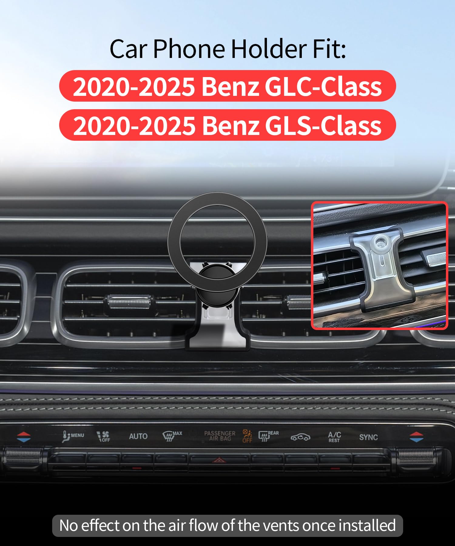 Maserweller Car Phone Holder For 2020-2025 Mercedes Benz Gle Class Gls Class Accessories, 360 Rotation Phone Mount Compatible Wi