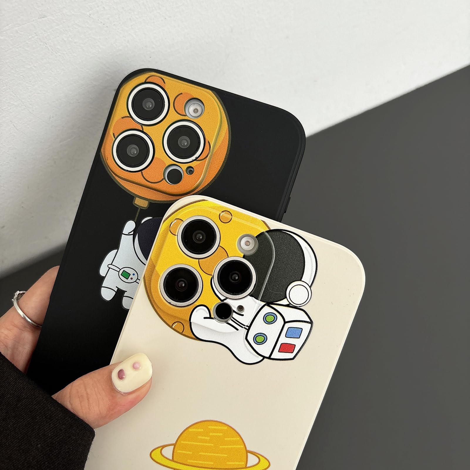 Yonds Queen iPhone 12 Pro Max Phone Case Cartoon Astronaut Space Moon Planet Design TPU Rubber Shockproof Black Moon