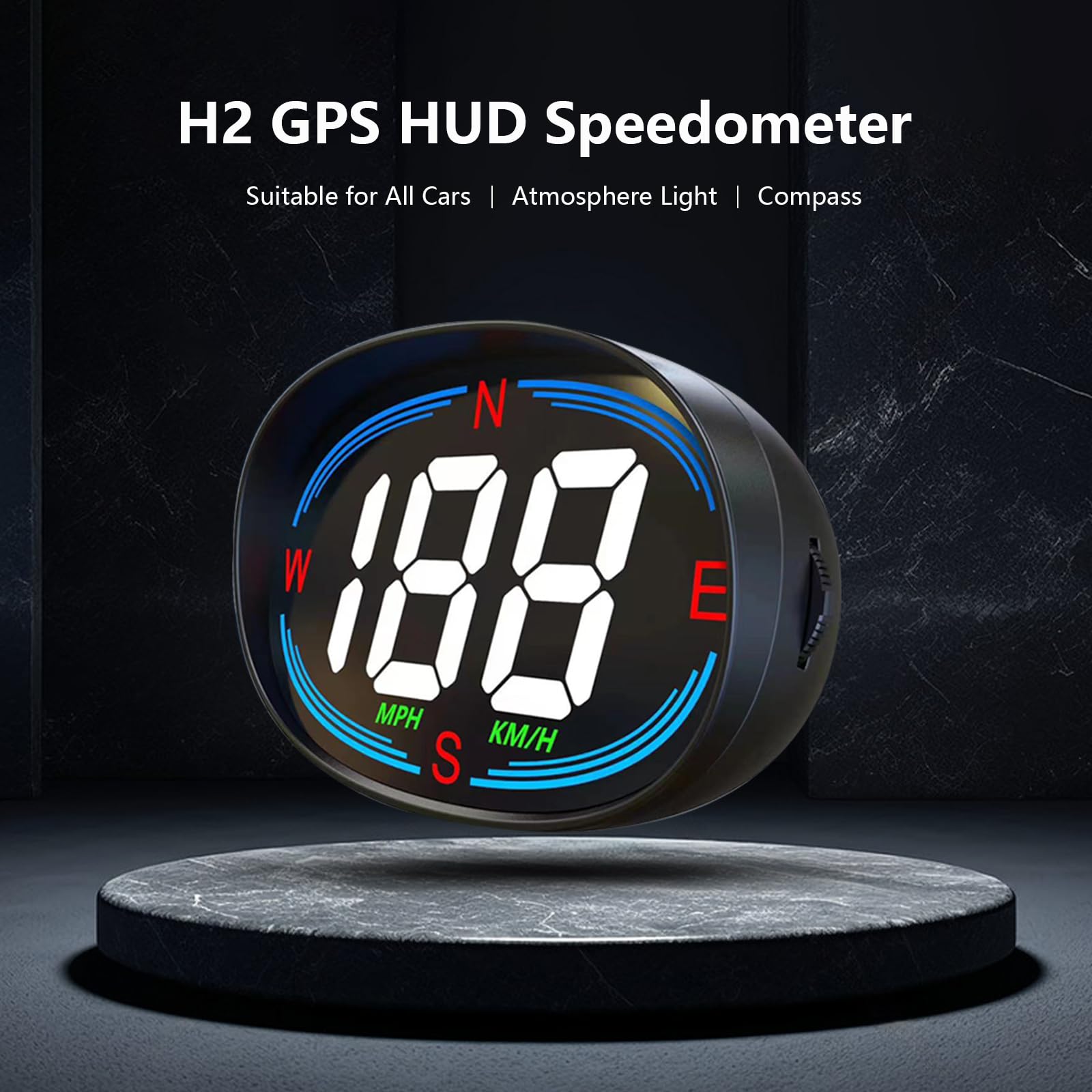 Azijyv Heads Up Display For Cars H2 Universal Hud Gps Speedometer Plug And Play With Usb Connection, Car Heads Up Display For Al