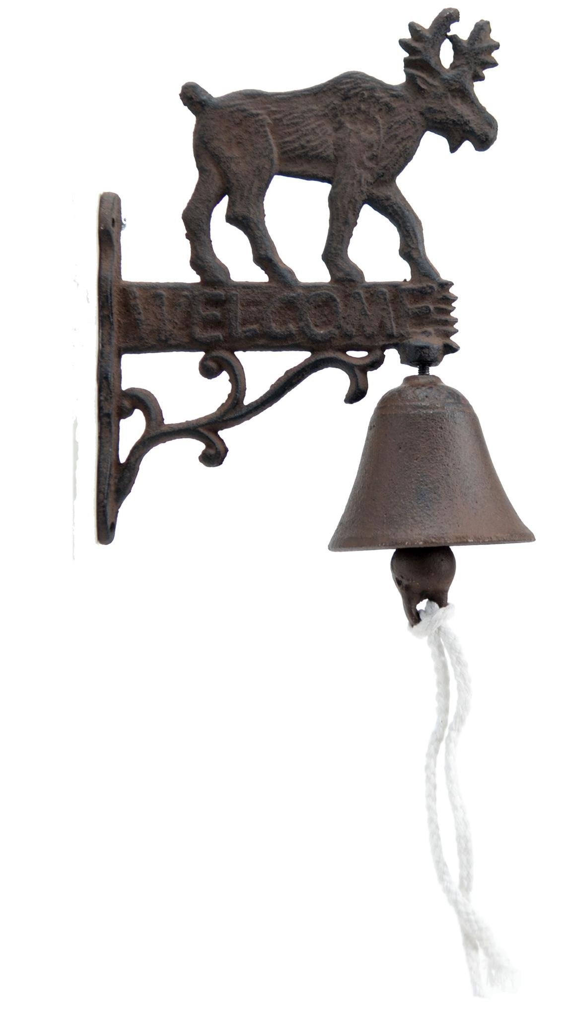 Cast Iron Dinner Bell Moose Welcome Doorbell Distressed Brown
