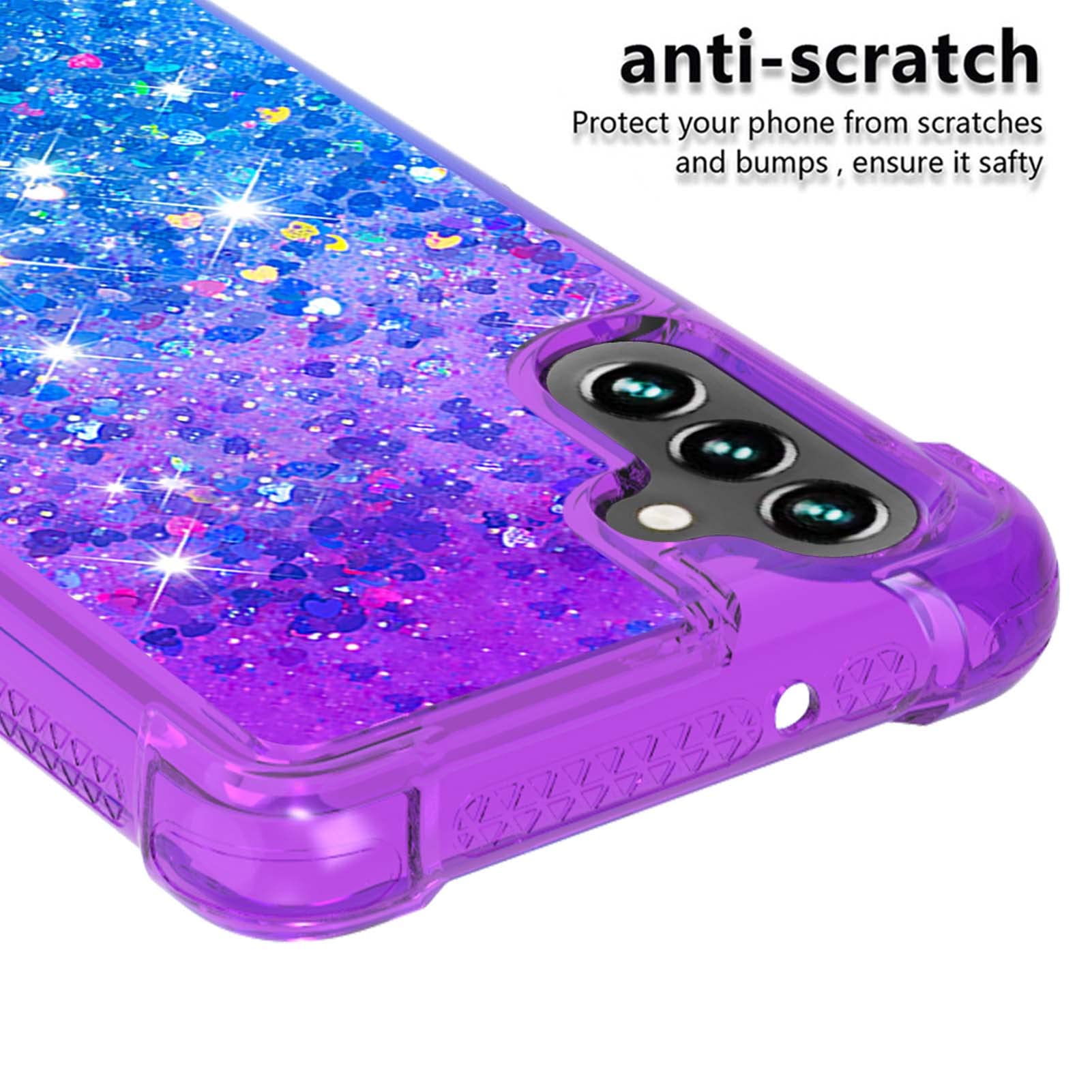Caiyunl For Samsung Galaxy A14 5G Phone Case With Screen Protector, Women Girls Cute Glitter Bling Floating Liquid Soft Tpu Girl
