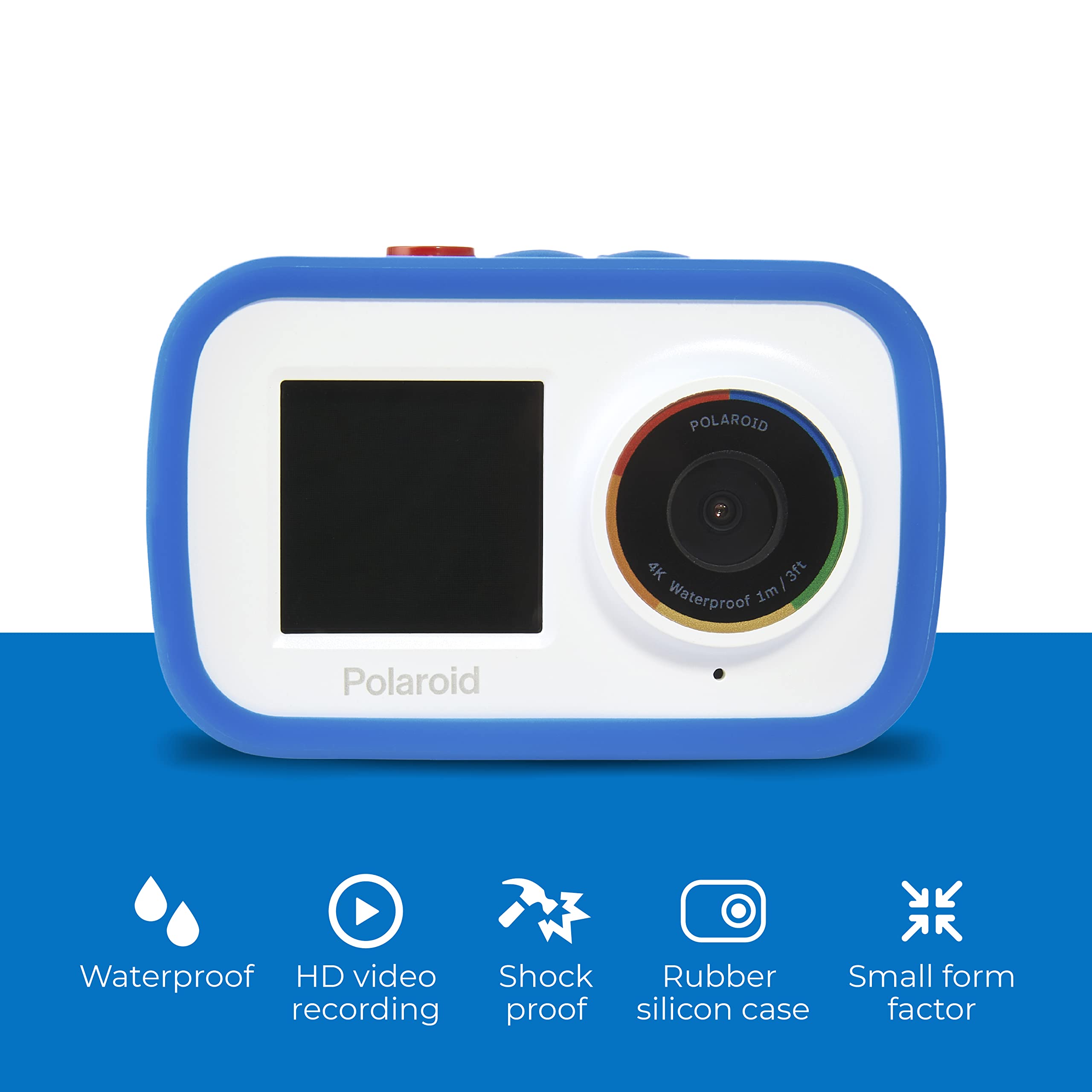 Polaroid Dual Screen Wifi Action Camera 4K 18Mp, Waterproof Sports Polaroid Camera With Built In Rechargeable Battery And Mounti