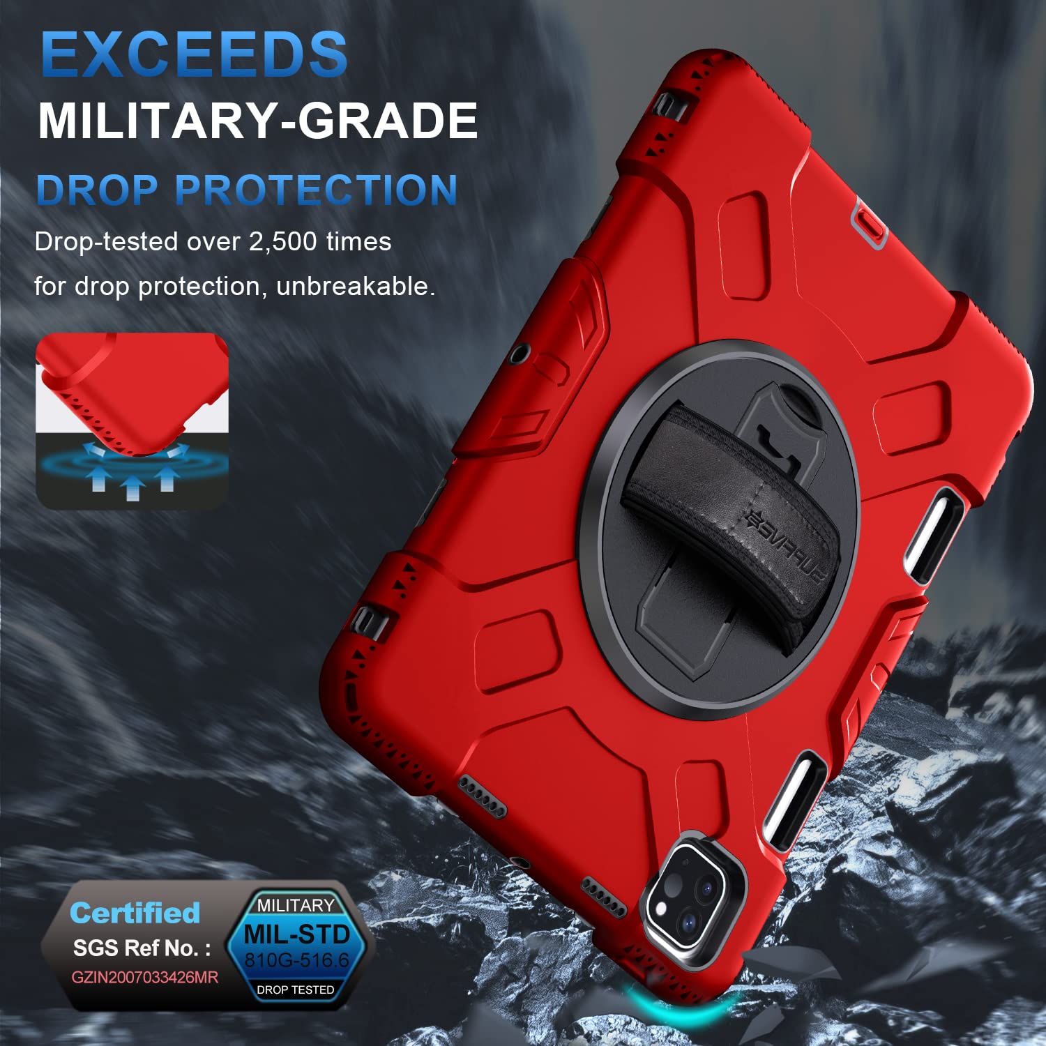 Supfives Case For Ipad Pro 11 2022 4Th Generation: Upgraded Military Grade Shockproof Full Body Protective Case   Swivile Kickst