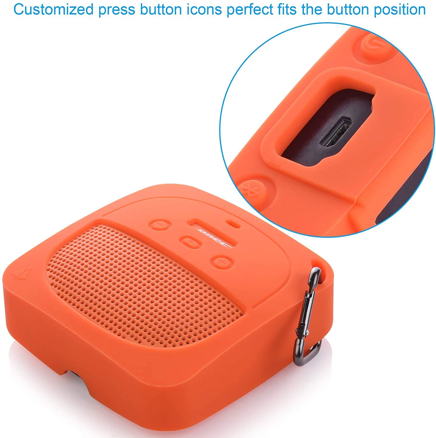 Txesign Silicone Case Compatible With Bose Soundlink Micro Speaker, Soft Travel Carrying Case Protective Cover With Metal Hook F